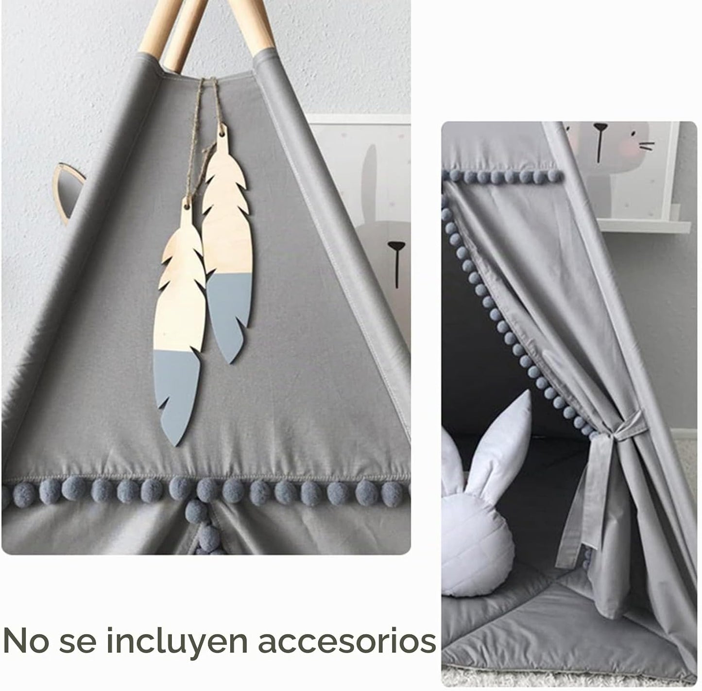 RONGFA Tienda de campaña tipi para niños con pompón blanco - Tienda...