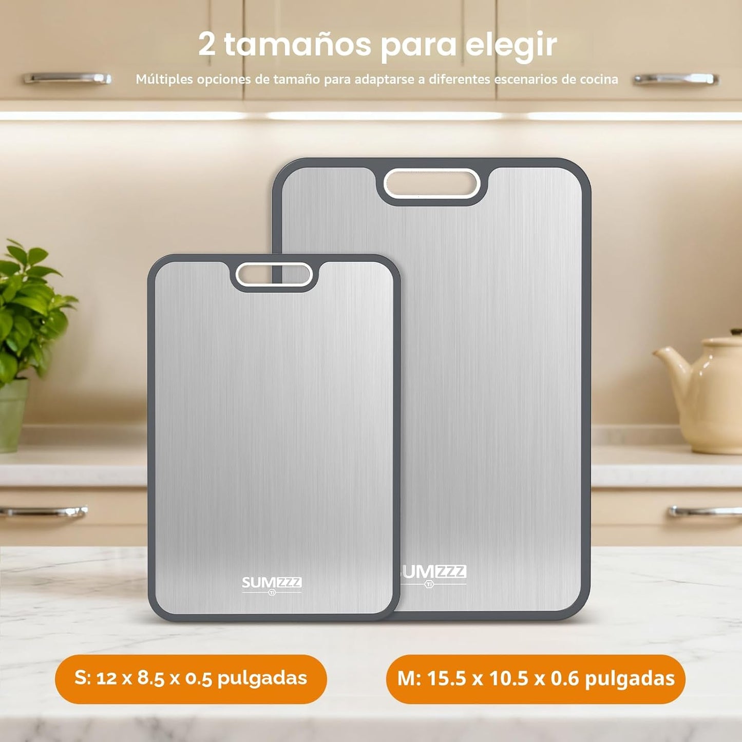 Tabla de cortar de titanio para cocina, tabla de cortar de doble ca...