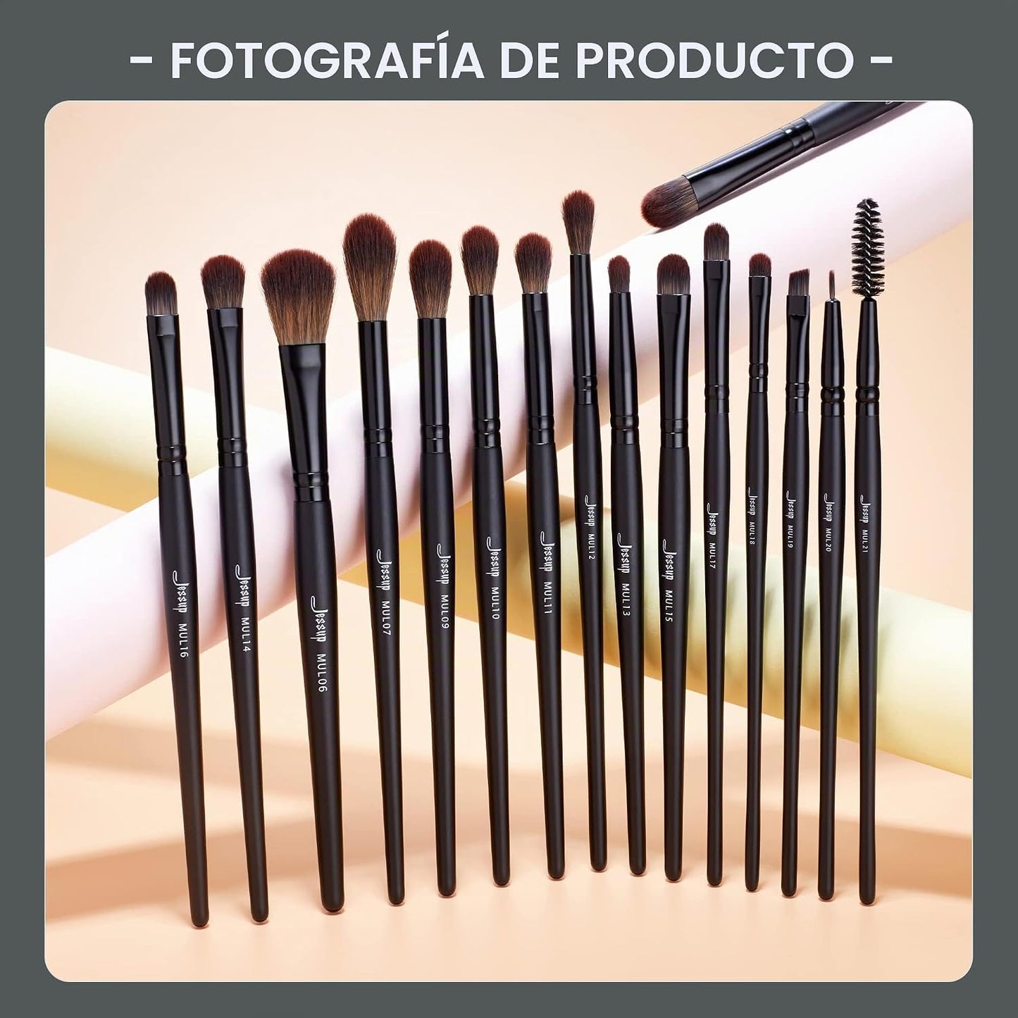 Jessup Juego de brochas de maquillaje veganas con corrector en polv...