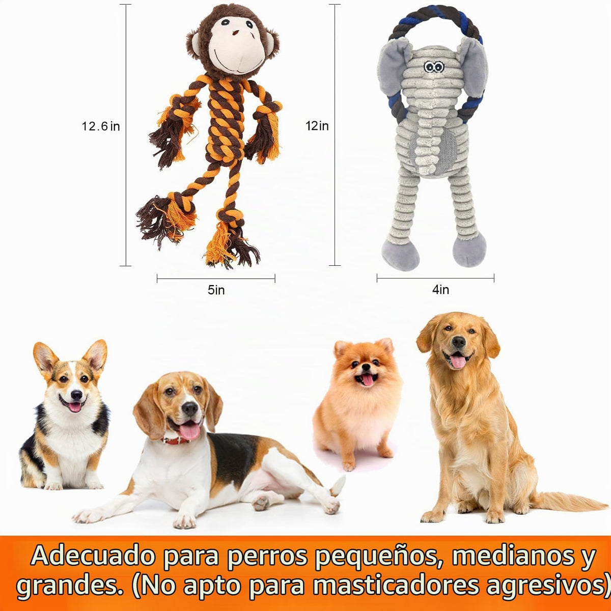 HUGEME Juguete de cuerda de mono para perro, juguete chirriante de...