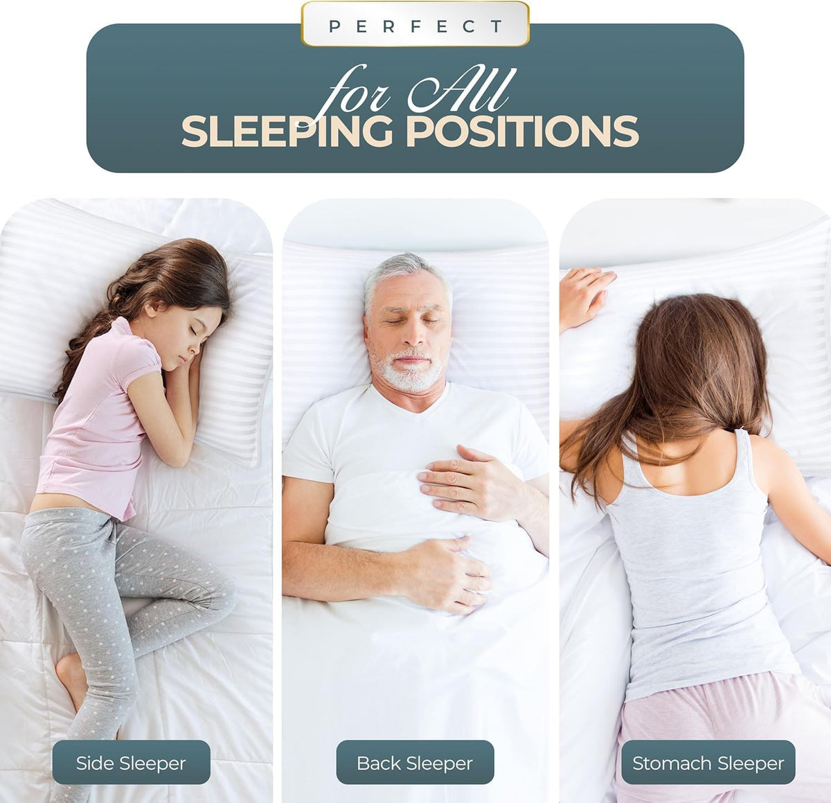 Utopia Bedding Juego de 4 almohadas de cama de hotel para dormir, a...
