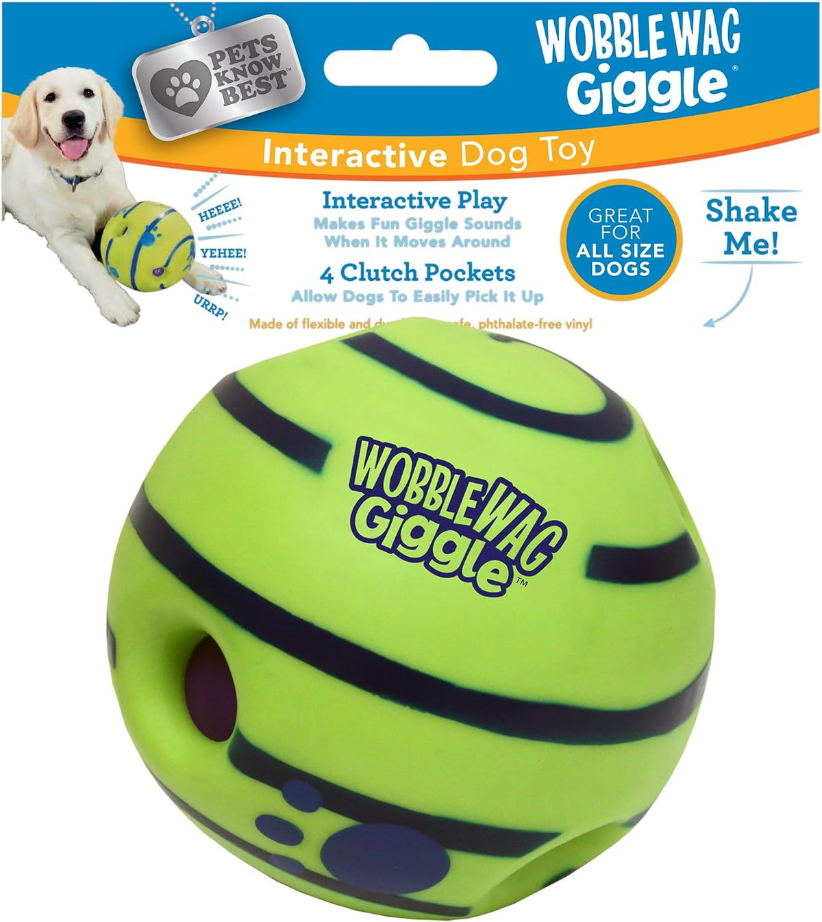 Perro de juguete, Wobble WAG Giggle Balón, M, Verde