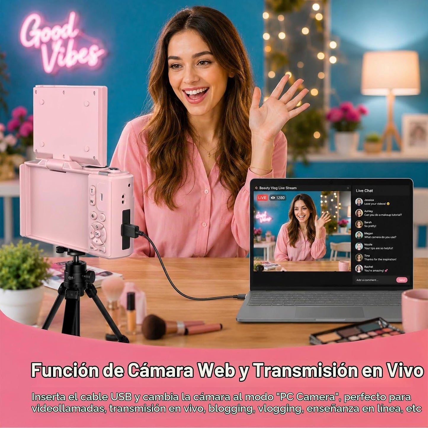 Cámara digital 4K para fotografía, cámara Vlogging de 64MP con pant...
