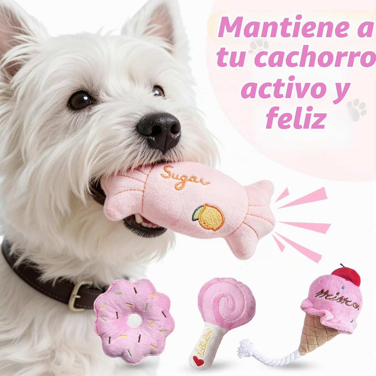 MOSYZEO Juguetes para perros pequeños, bonito juego de juguetes de...