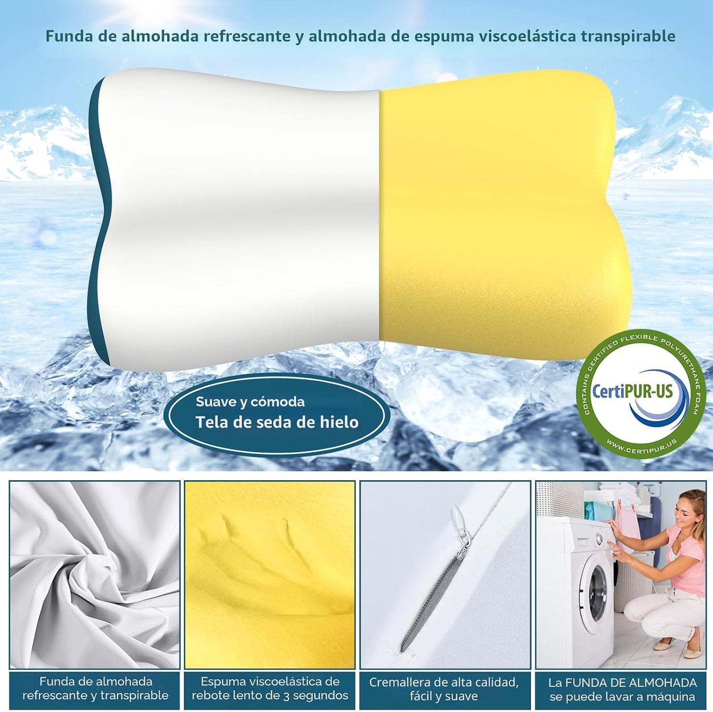 Almohada cervical para el alivio del dolor, almohadas de espuma vis...