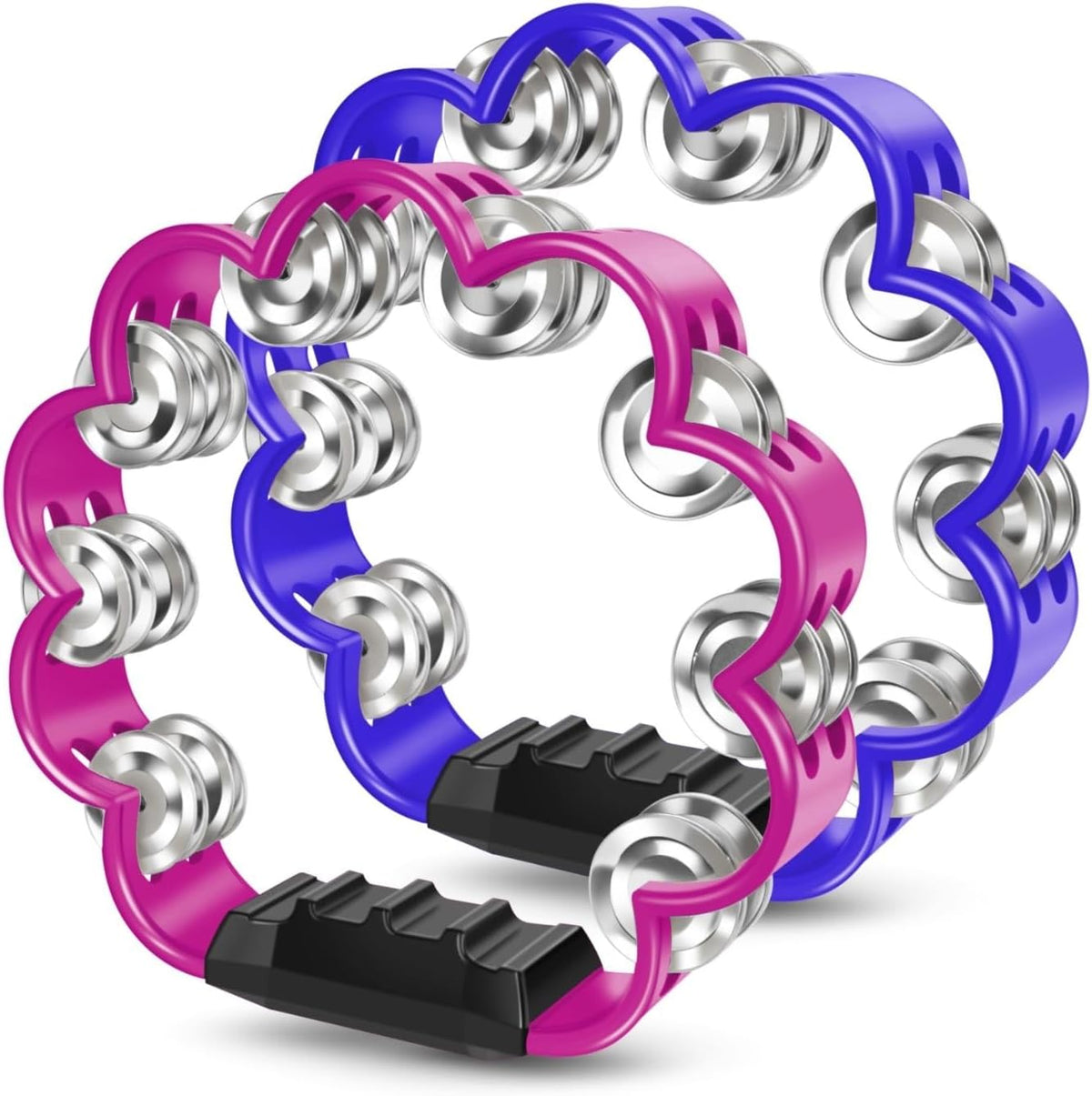 Flexzion Panderetas de flores de 8 pulgadas, jingles de doble fila,...