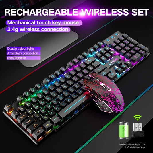Combo de teclado y mouse inalámbricos para juegos con alfombrilla d...