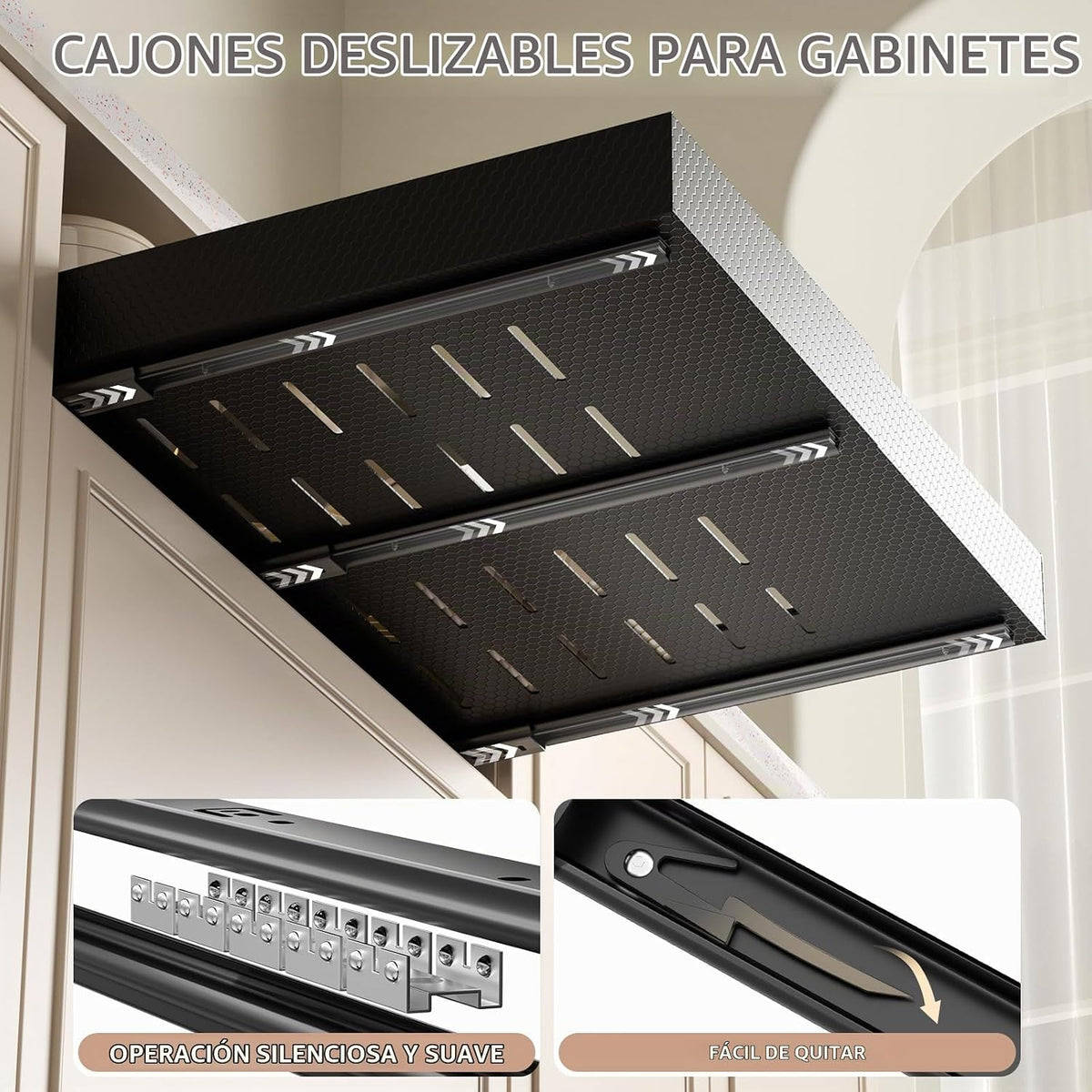 FLEKSO Organizador de gabinete extraíble, paquete de 2, expandible...