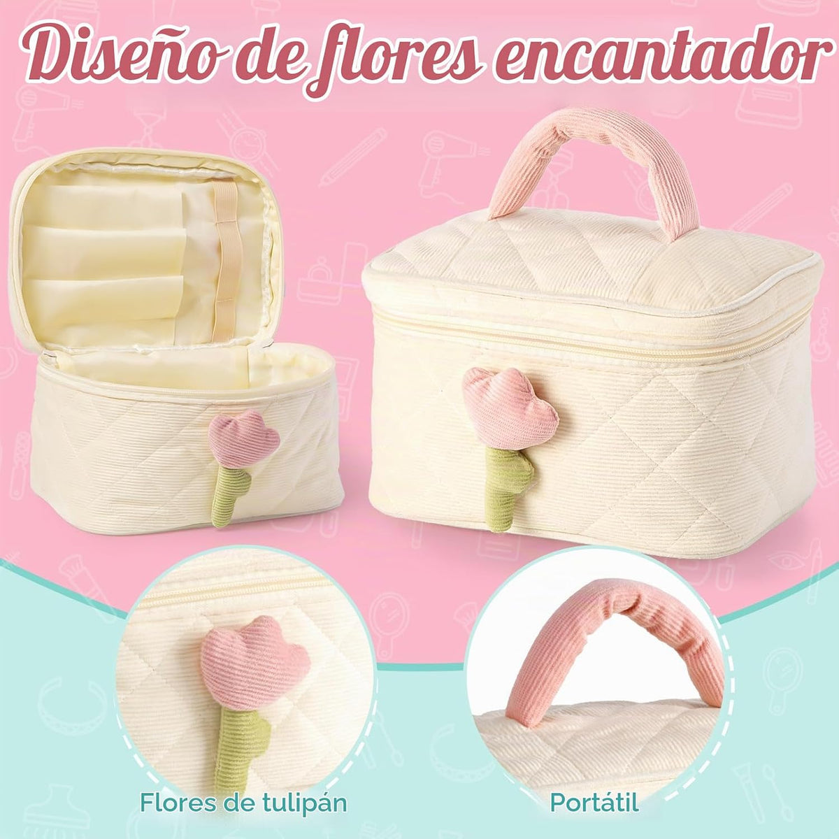 Atoylink Juego de maquillaje de madera, 15 piezas, juguetes de pelu...
