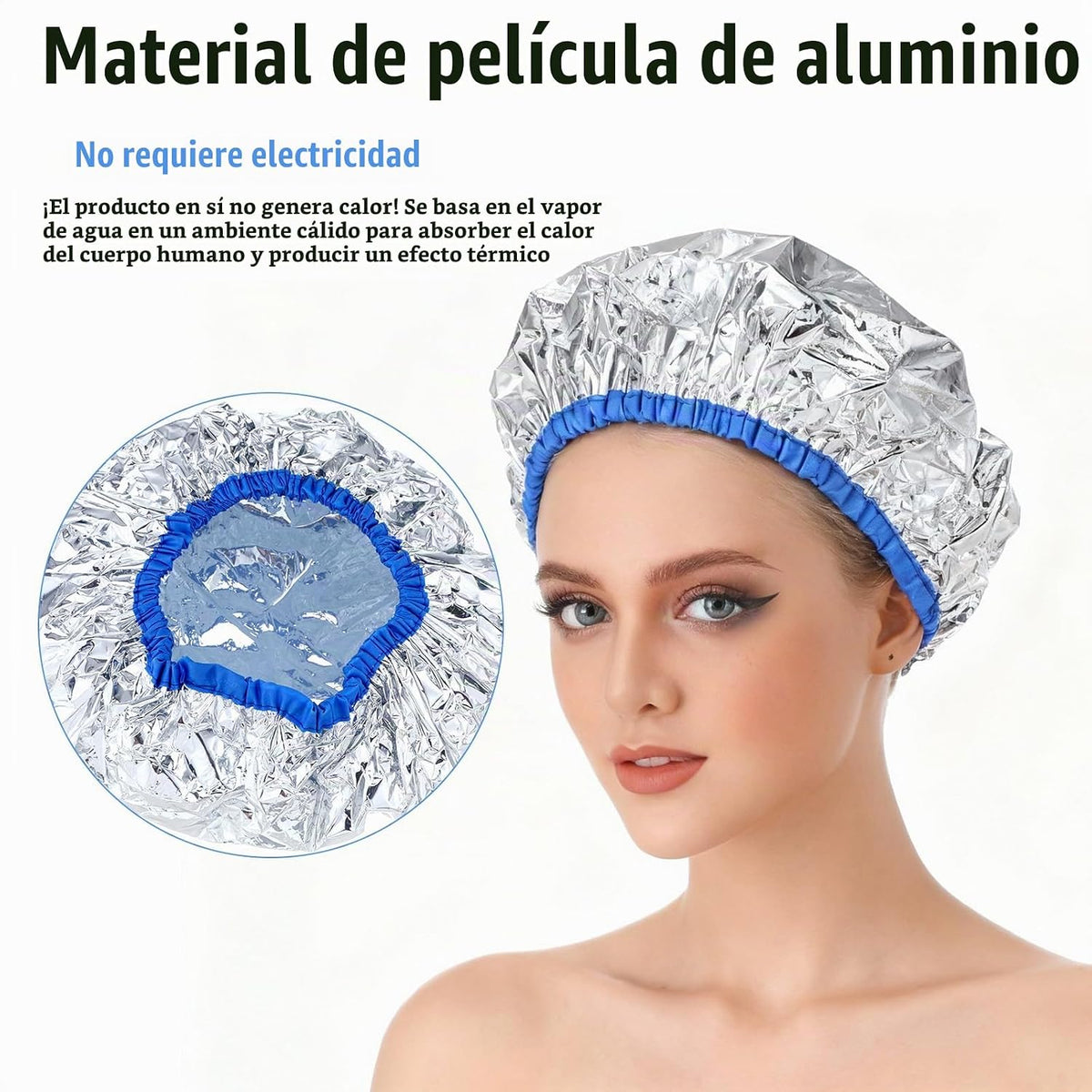4 tapones térmicos para acondicionamiento profundo, gorros de ducha...