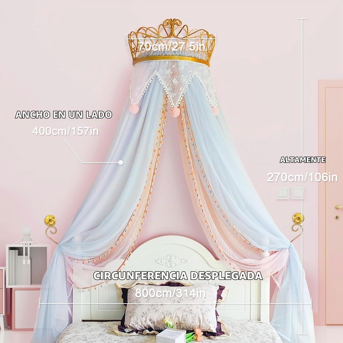 LIANGQIANJIN Dosel de cama para niñas, dosel de cama de princesa co...