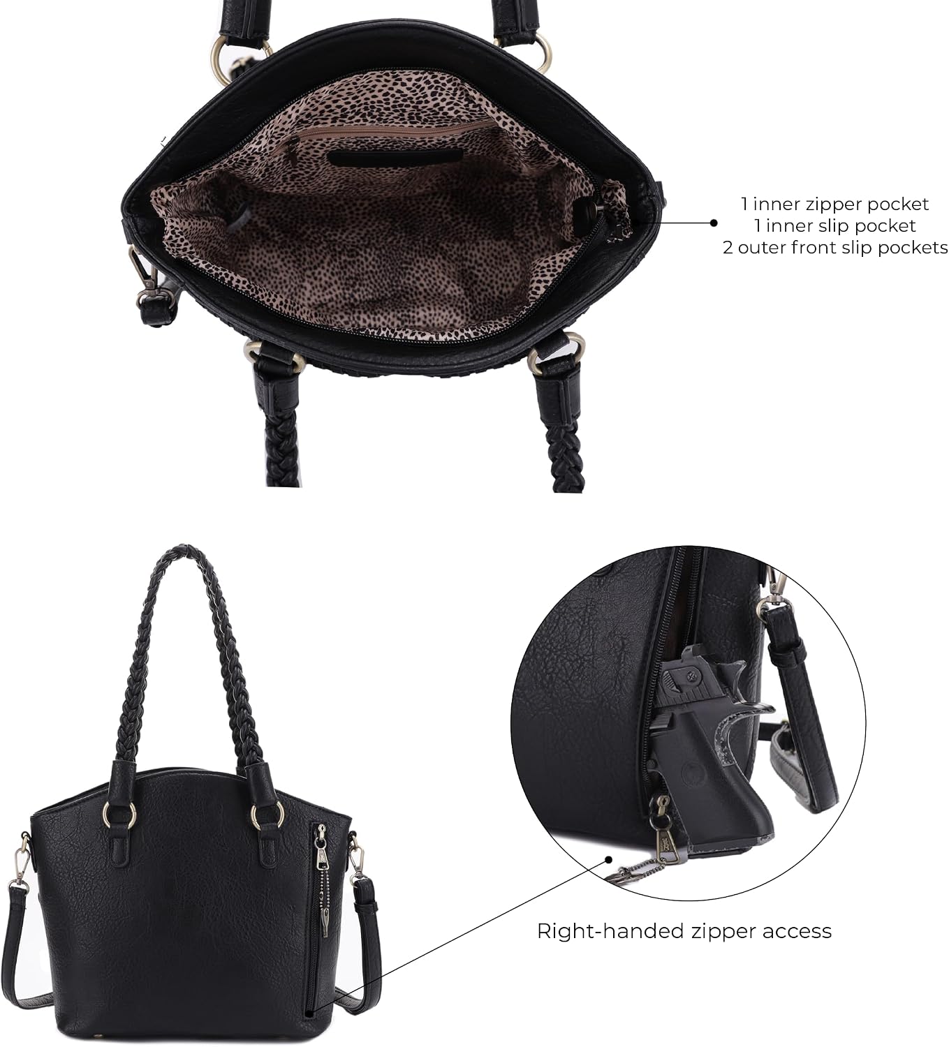 JESSIE &amp; JAMES Bella - Bolsas de mano ocultas para mujer con ce...