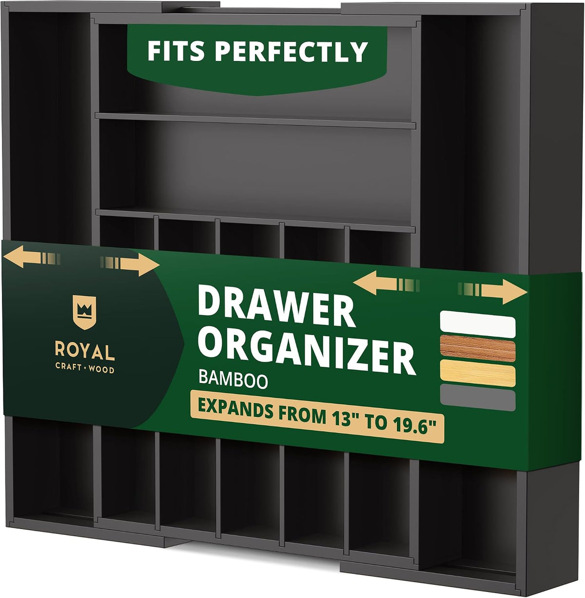ROYAL CRAFT WOOD Organizador de cajones de cocina de bambú de lujo,...