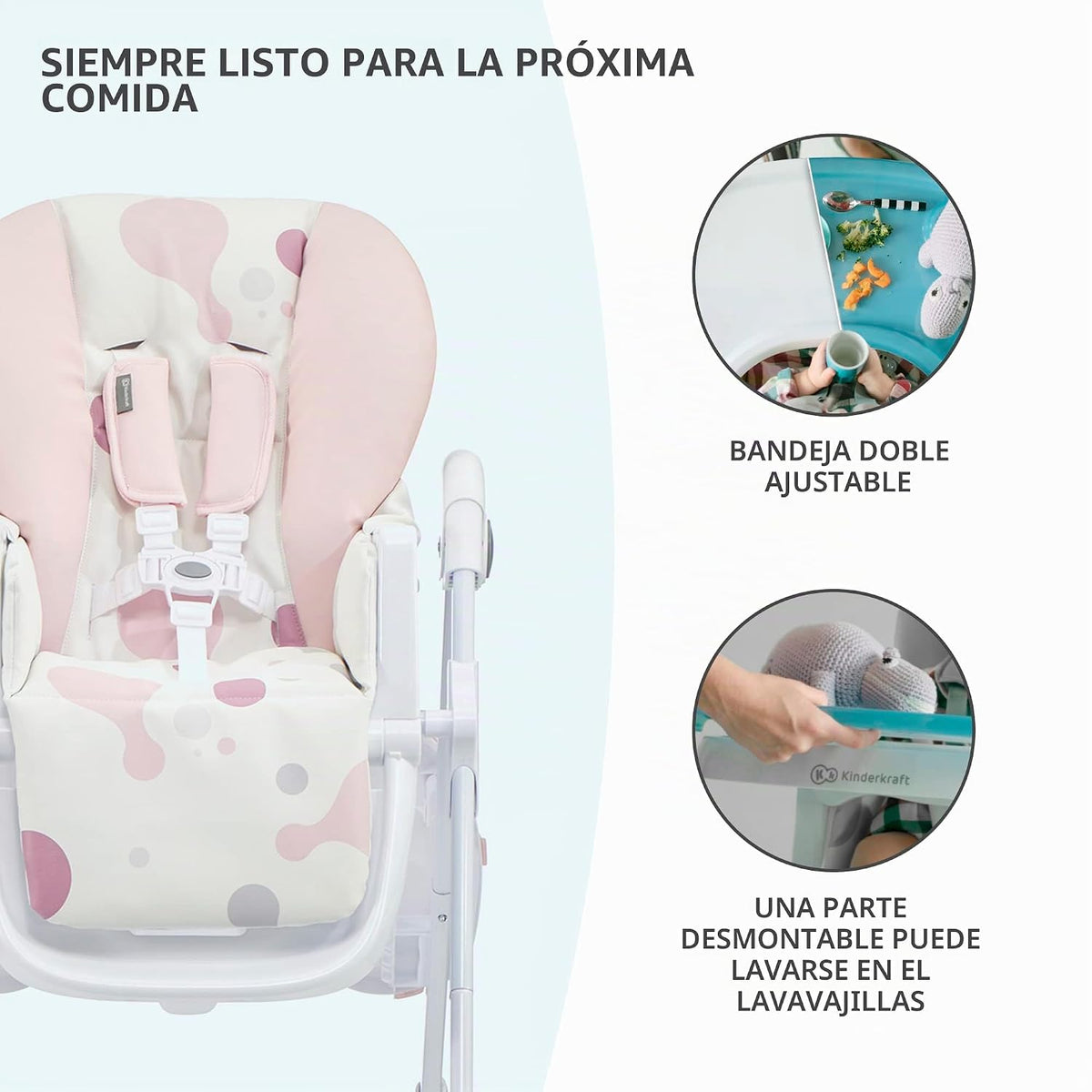 Kinderkraft Trona Yummy, silla de bebé, ergonómica, cómoda, reclina...
