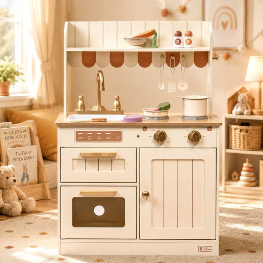 ROBUD Cocina de Juguete, Juego de Cocina de Madera para Niños con D...