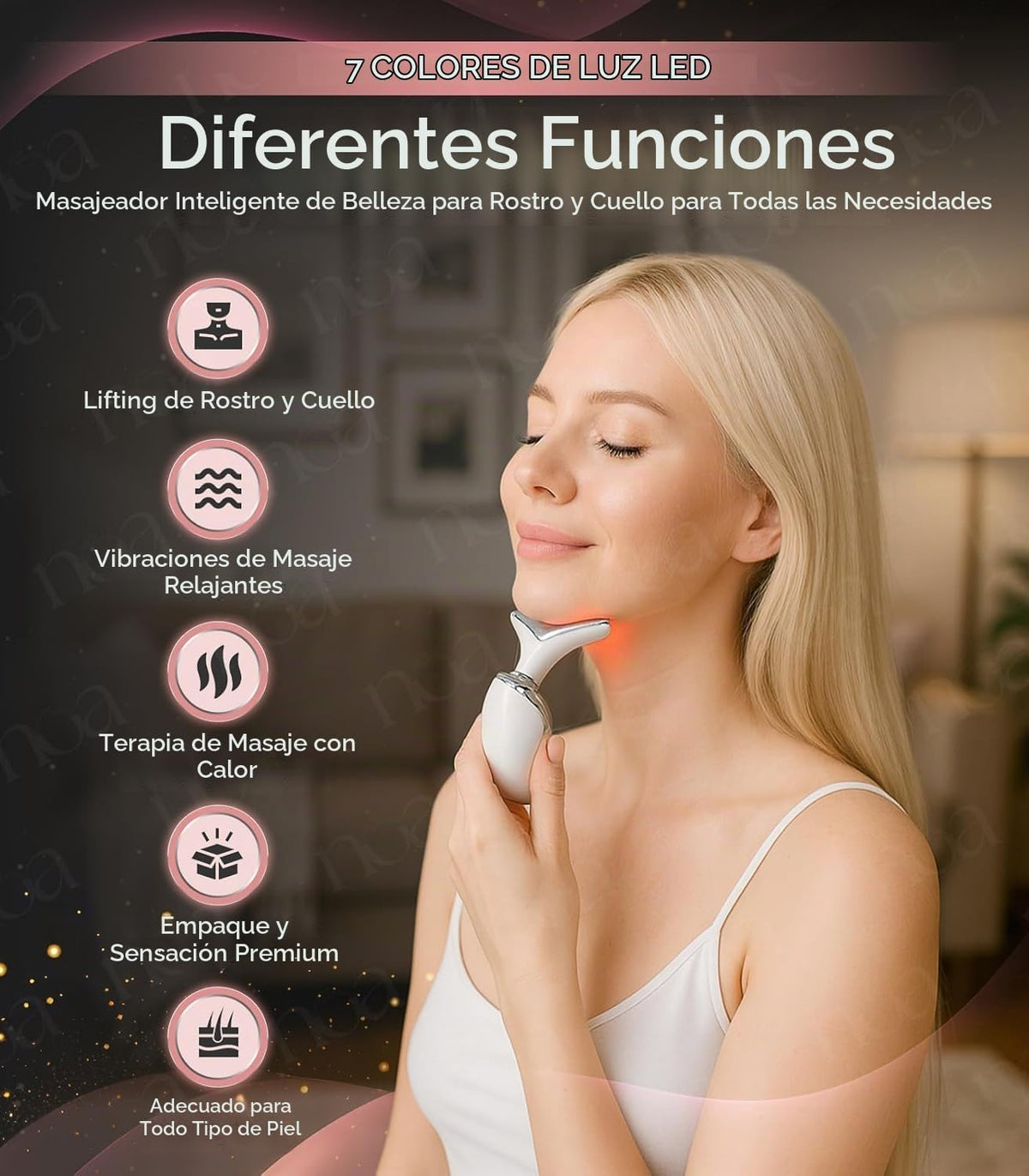 LuxeSkin Masajeador facial de la terapia de la luz roja del color L...