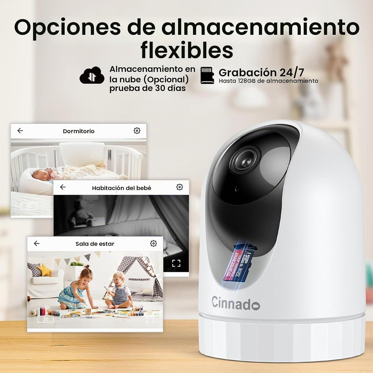 Cinnado - Cámaras de seguridad para el hogar 2K - Cámara WiFi para...