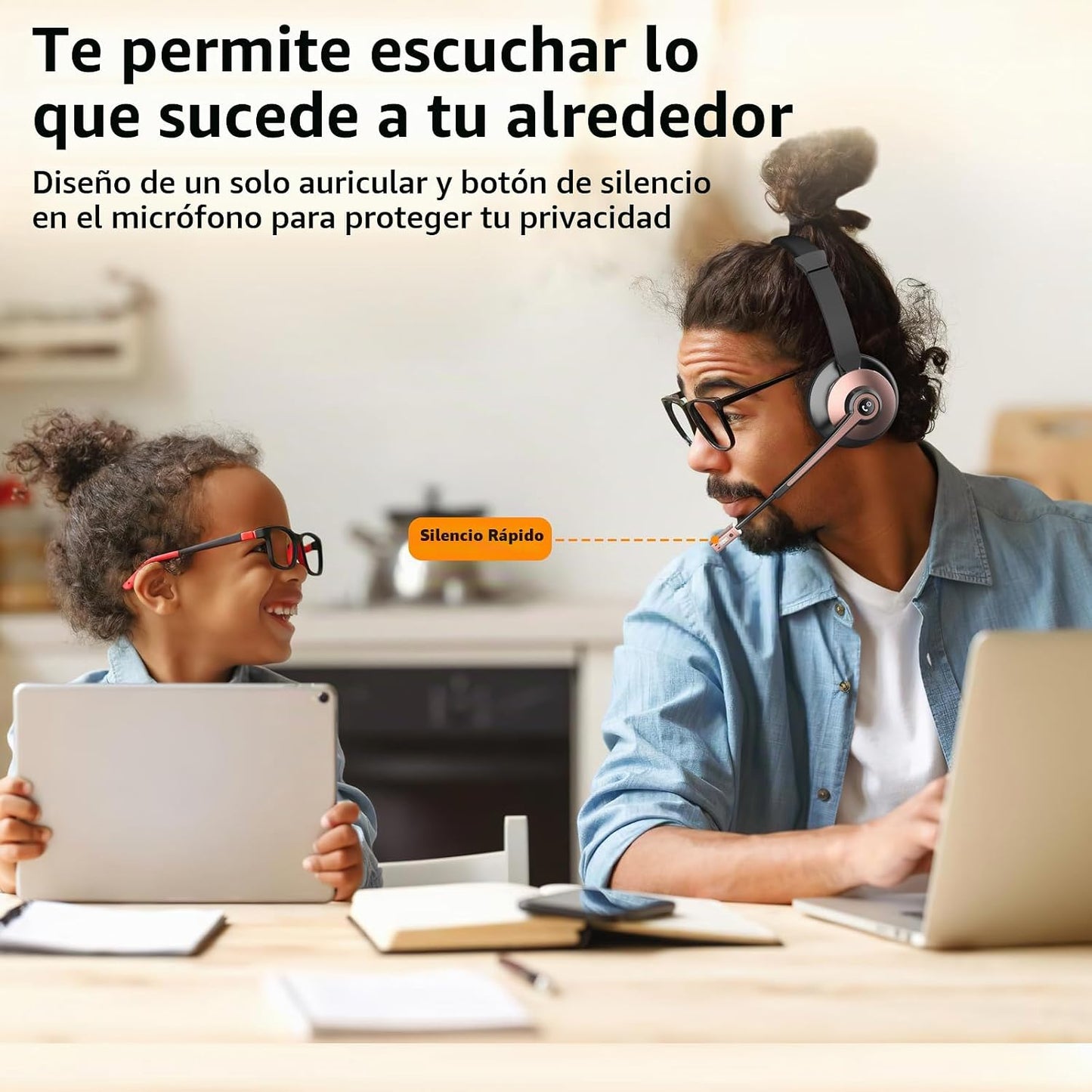 Auriculares inalámbricos con micrófono para el trabajo, auriculares...