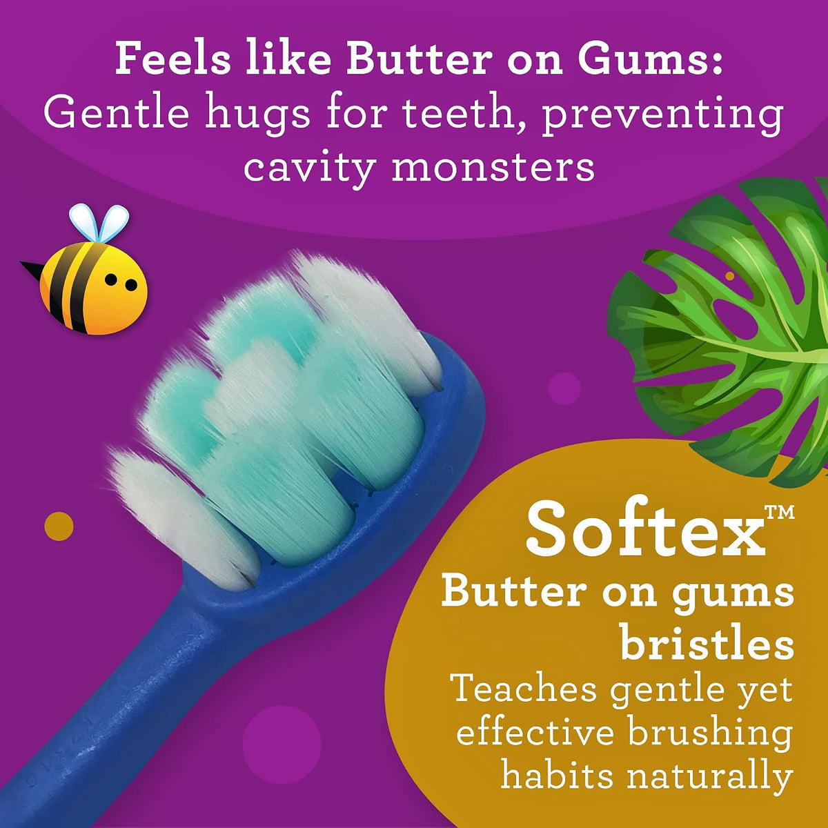 GuruNanda Butter On Gums - Cepillo de dientes para niños, paquete d...
