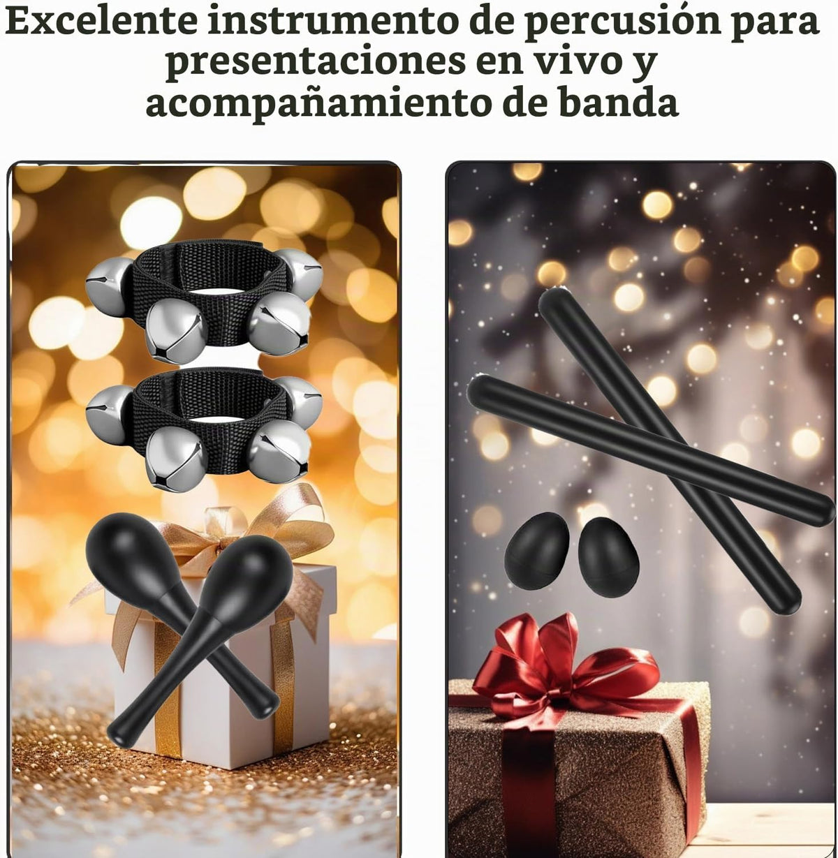 Panderetas para adultos, instrumento de percusión agitador, palos d...