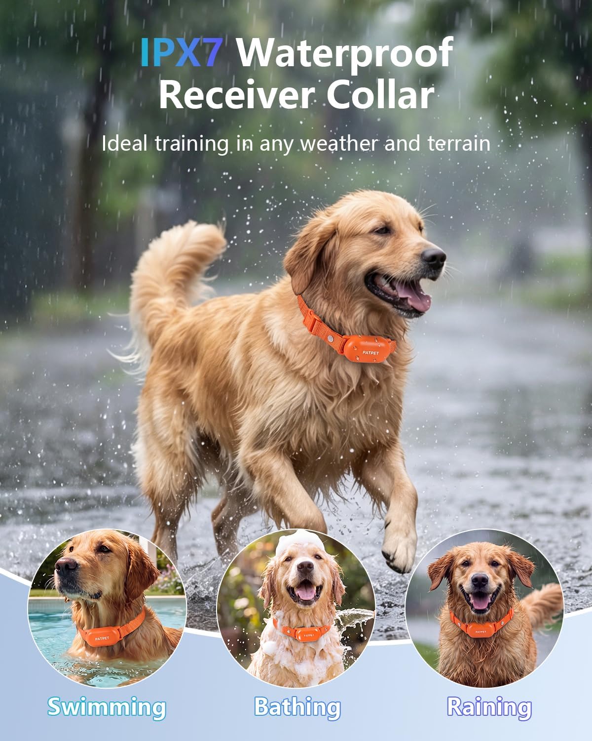 PATPET Collar de choque para perros, collar de entrenamiento de per...