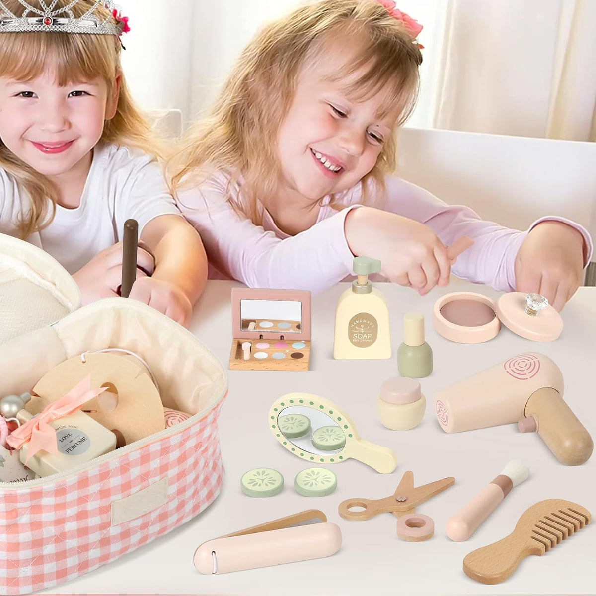 Pithfor Juego de Maquillaje de Madera para Niños, Juego de Maquilla...