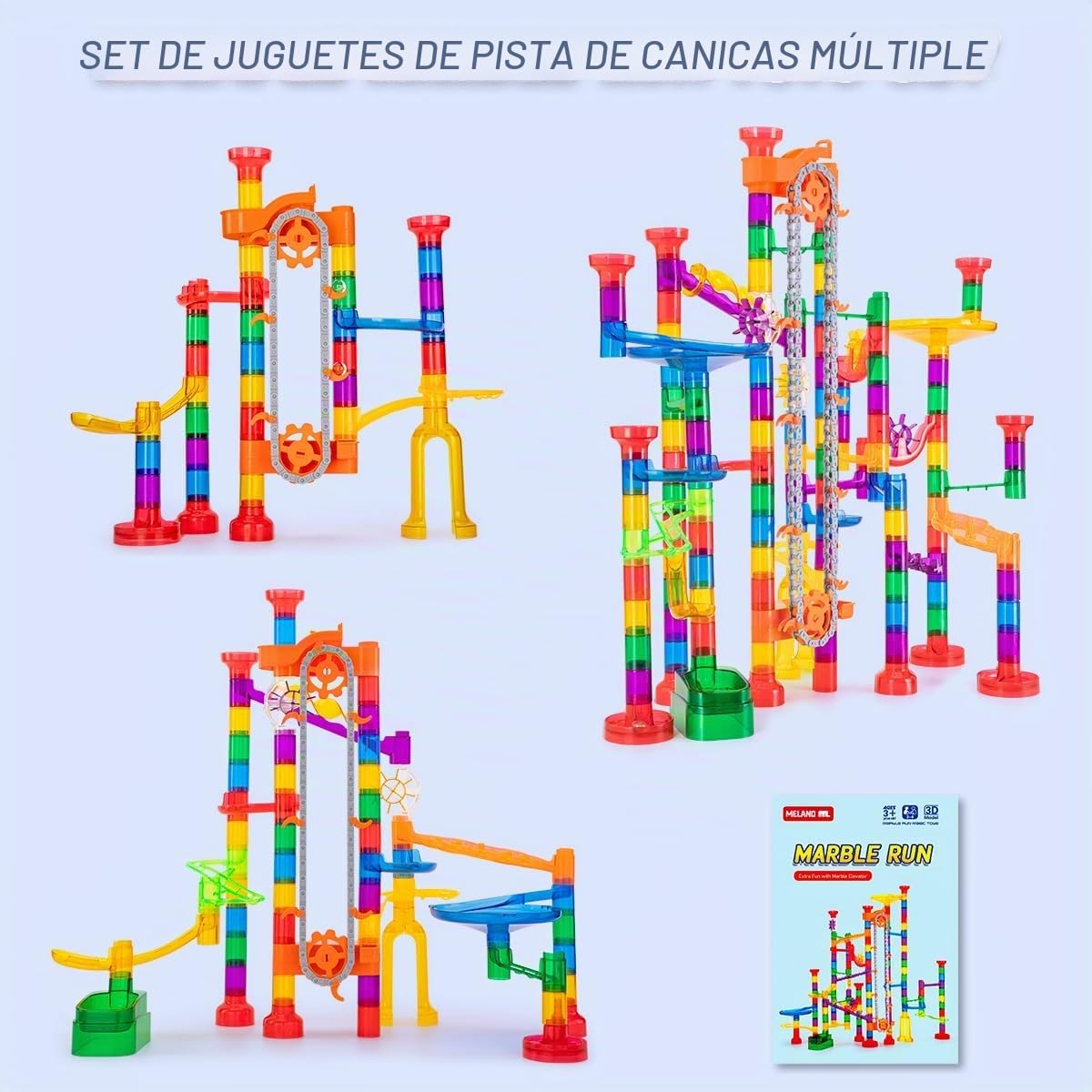 247 piezas de pista de canicas con elevador motorizado, juguetes de...