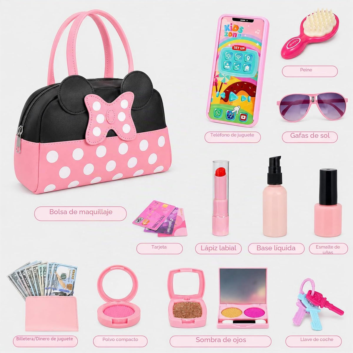 Bolso de juego de simulación para niñas pequeñas, bolso para niños...