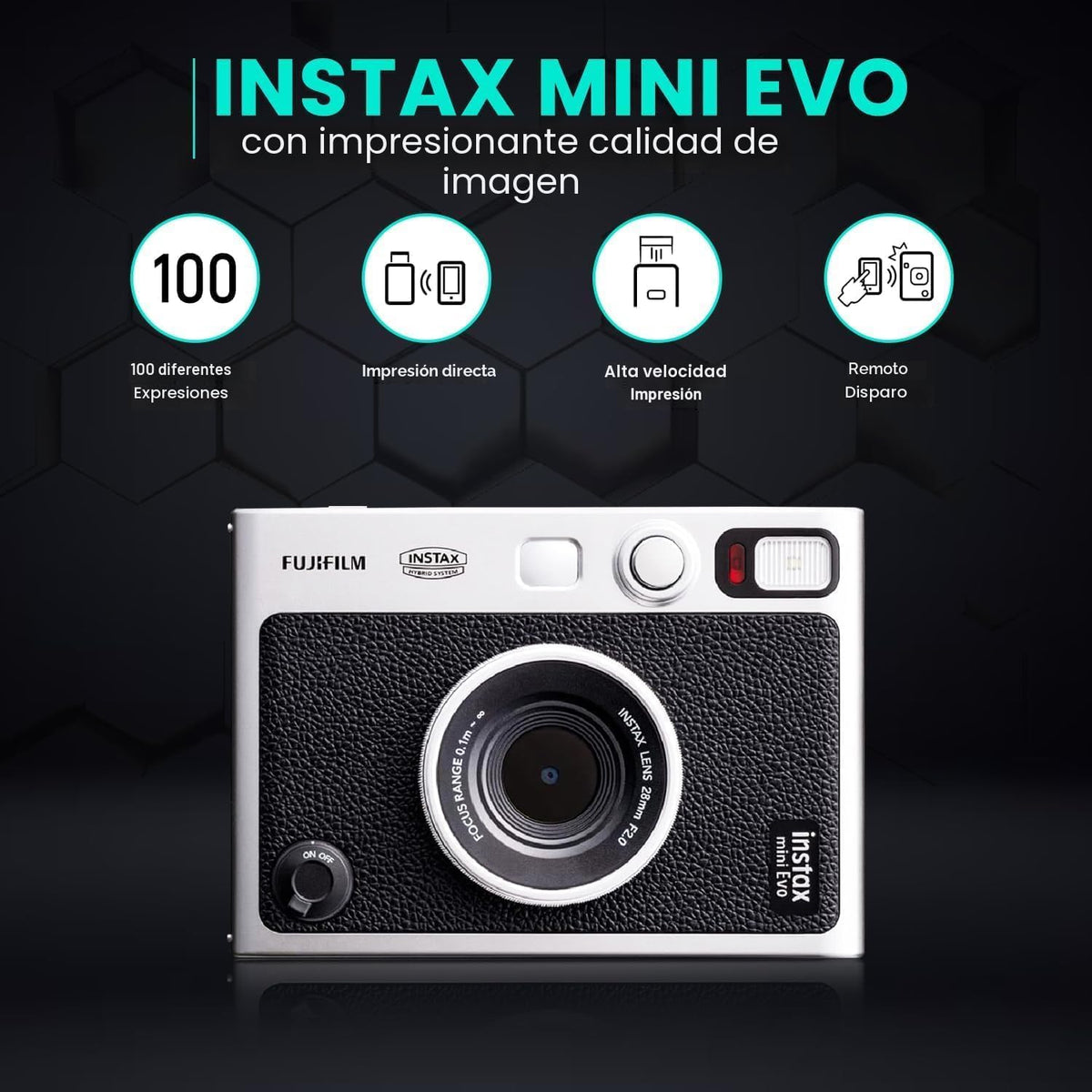 Fujifilm Paquete de cámara híbrida Instant Mini EVO con 20 hojas de...