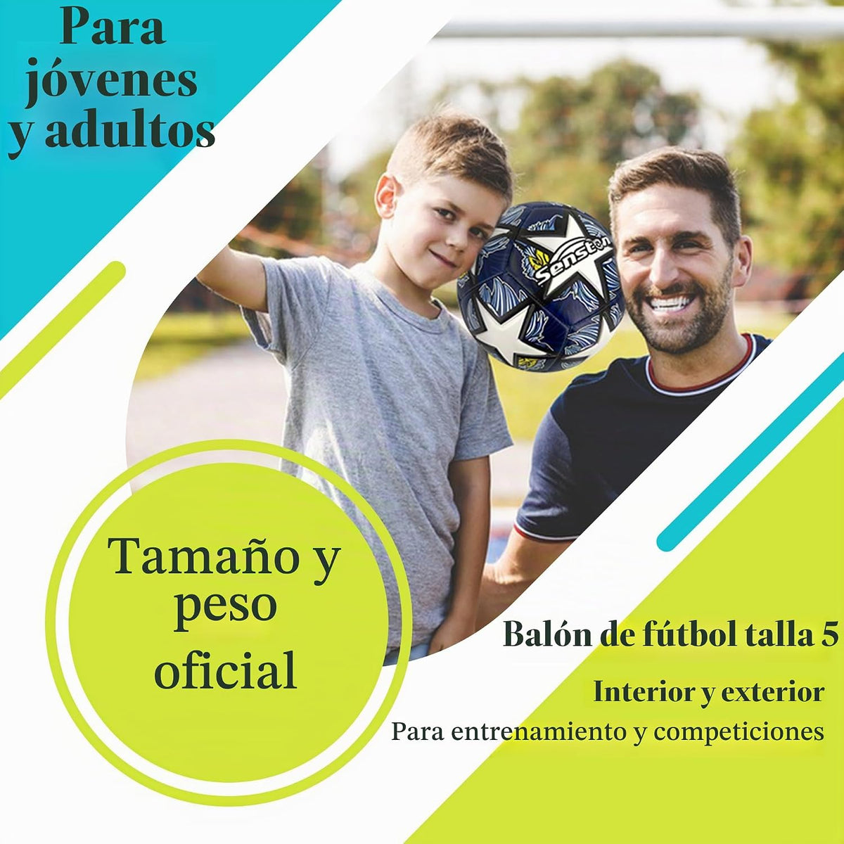 Senston Balón de fútbol talla 3 y talla 4 y talla 5 para niños y ad...