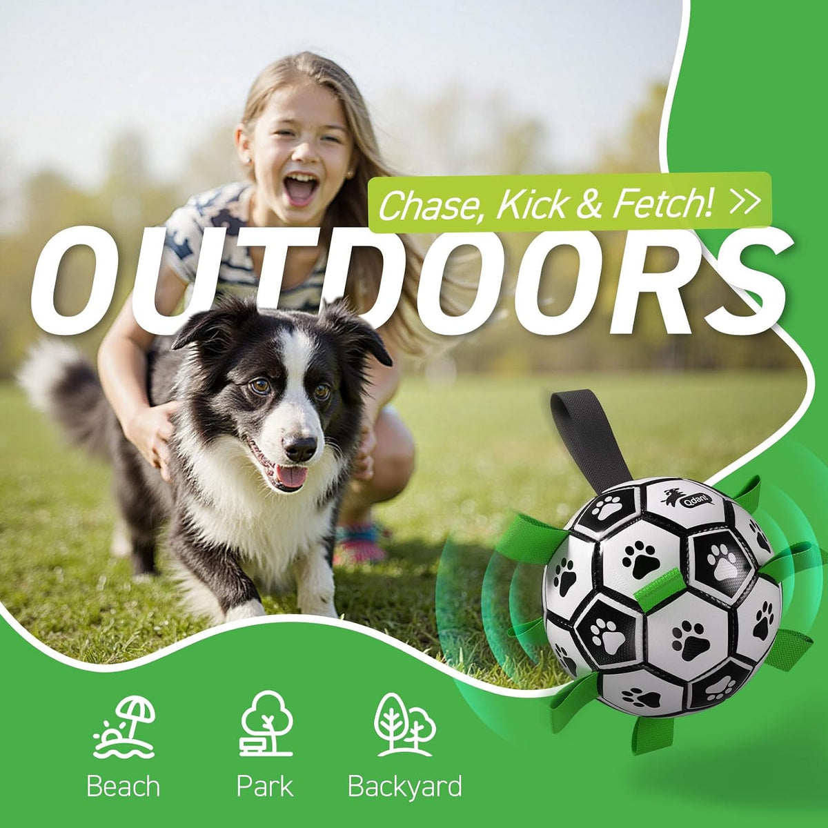 QDAN Pelotas de fútbol para perros con campana en el interior, pelo...