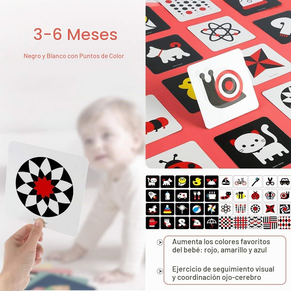 beiens Tarjeta flash del bebé del alto contraste, 80pcs 160Page tar...