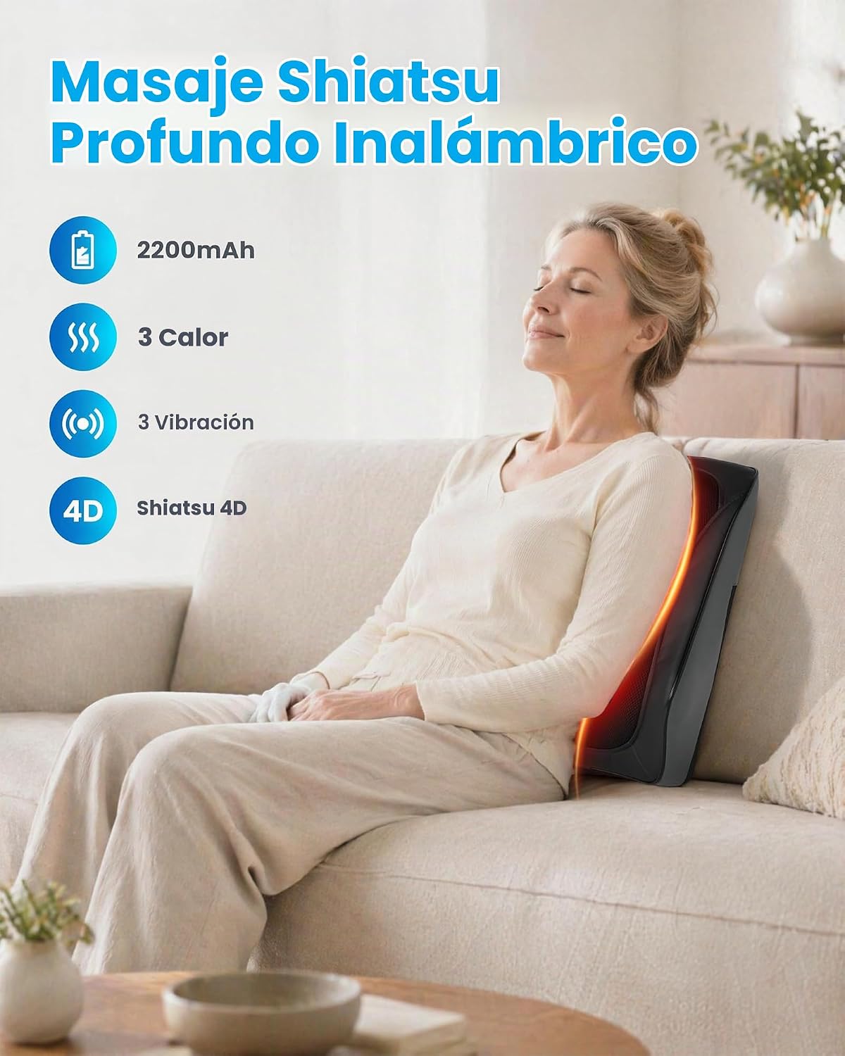 COMFIER Masajeador inalámbrico de cuello y espalda con calor, Shiat...