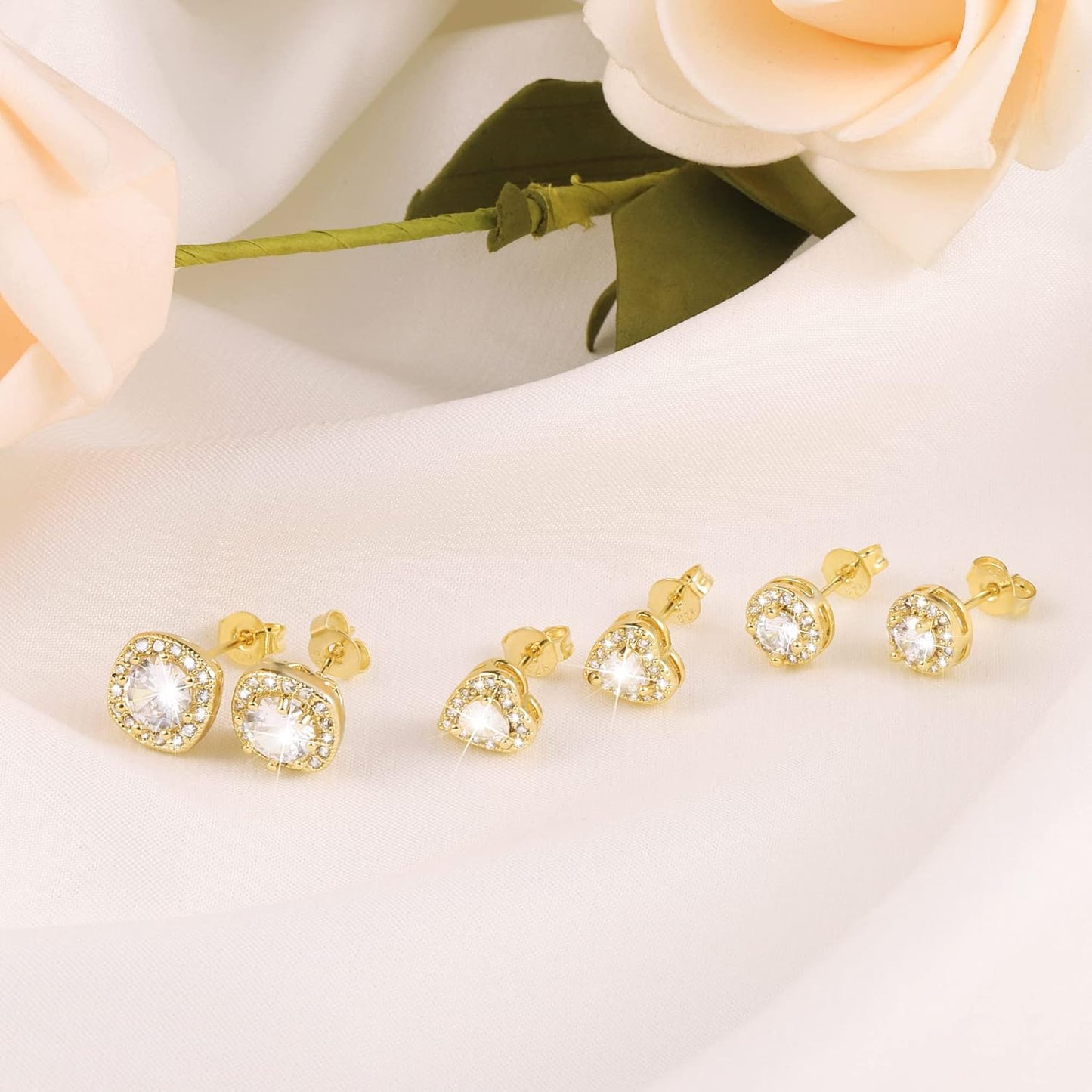 ALEXCRAFT Aretes de tuerca de plata de ley para mujeres y niñas, ci...