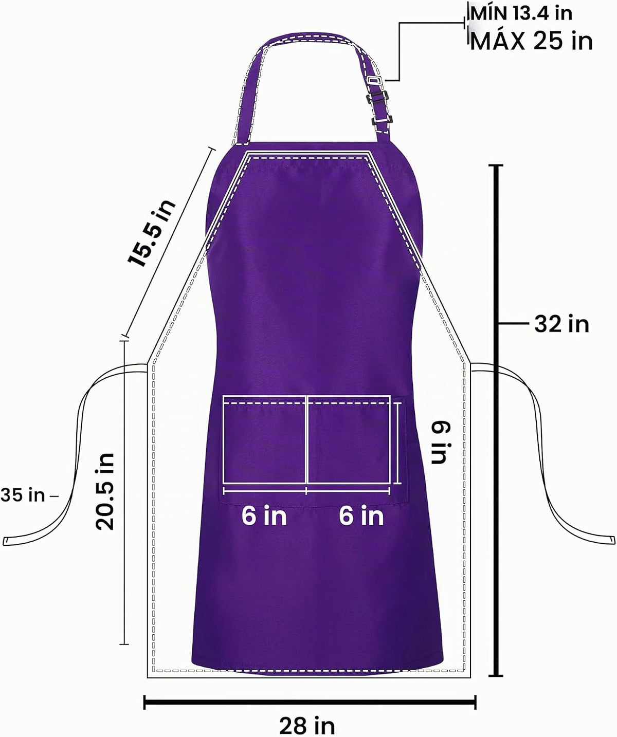 Utopia Kitchen Paquete de 10 delantales ajustables con 2 bolsillos...