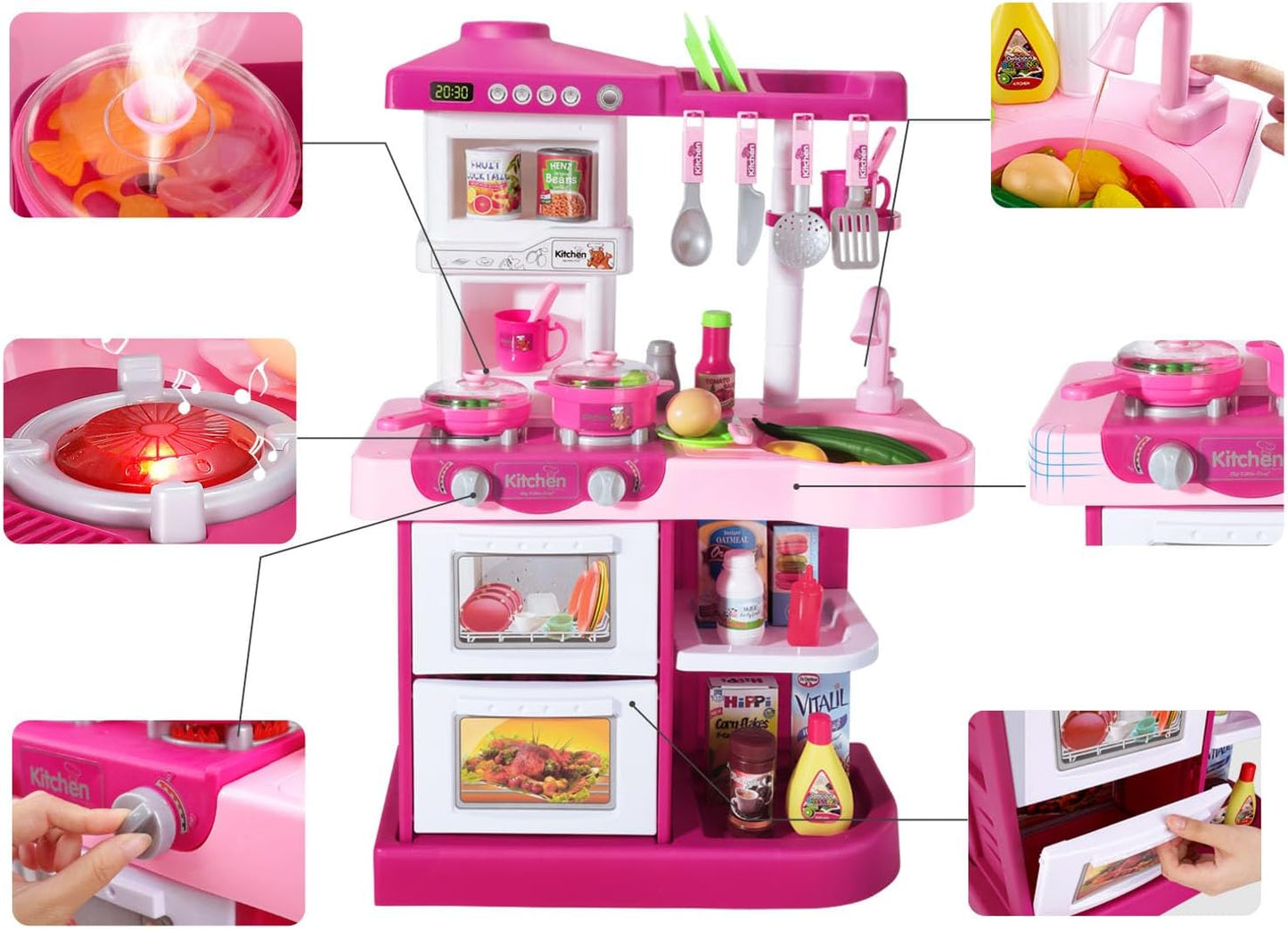 Juego de cocina para niños TEMI, 34 piezas, juguetes de cocina para...