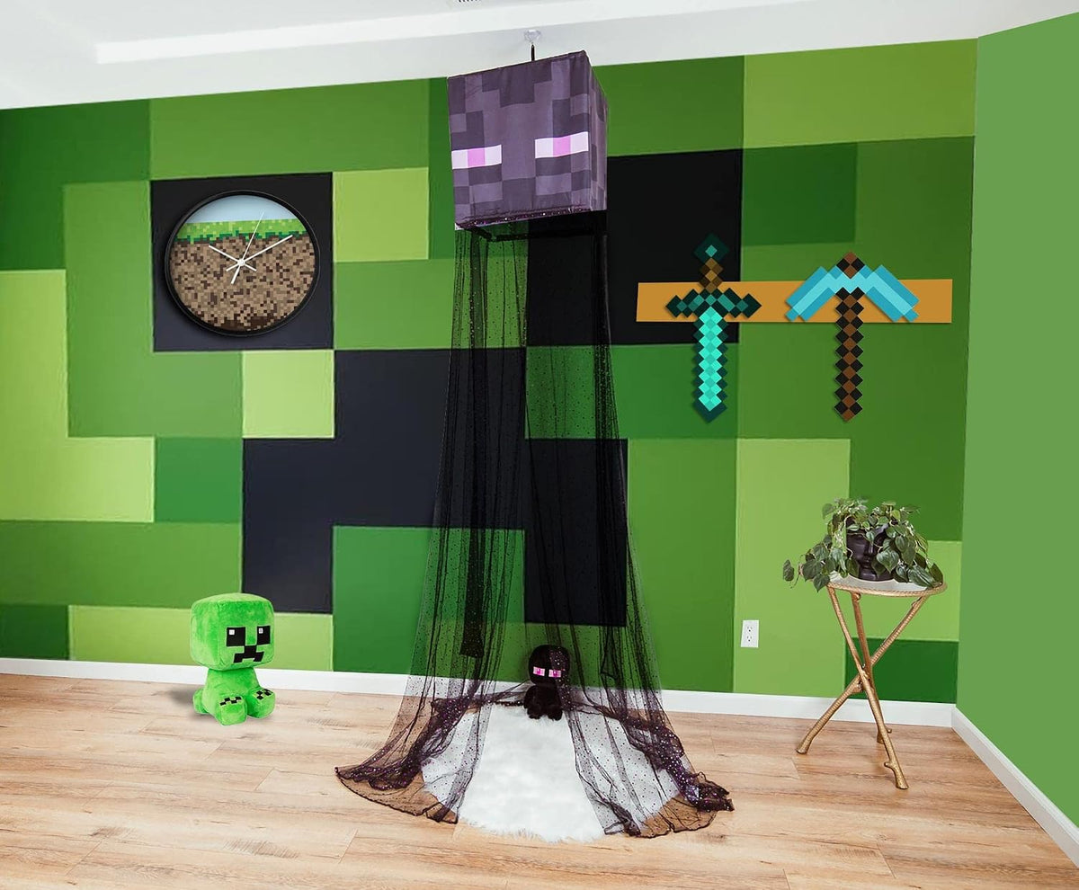 Ukonic Minecraft Enderman - Cortinas de techo para cama de niños, c...