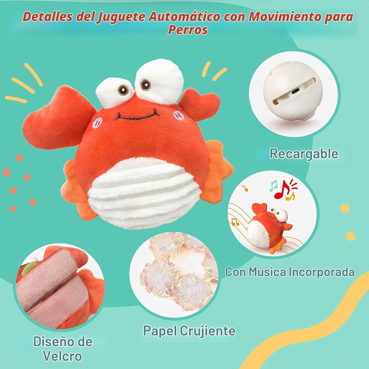 GUKCO Juguetes Interactivos para Perros en Forma de Cangrejo \u2013...