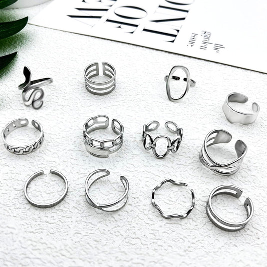 PINCHUAN Juego de 17 anillos de plata para nudillos para mujer, jue...