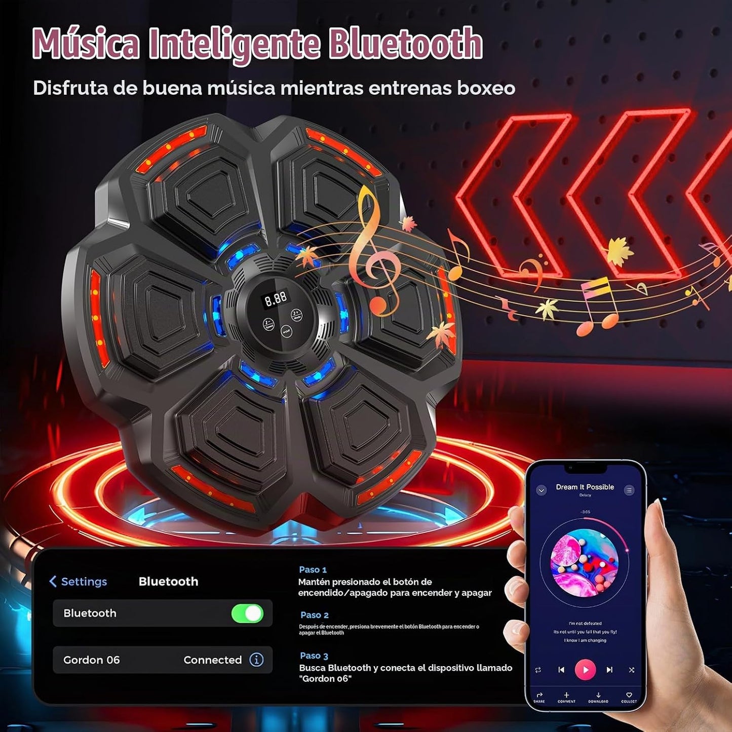 LOLBOX Máquina de boxeo musical para adultos y niños, máquina de en...