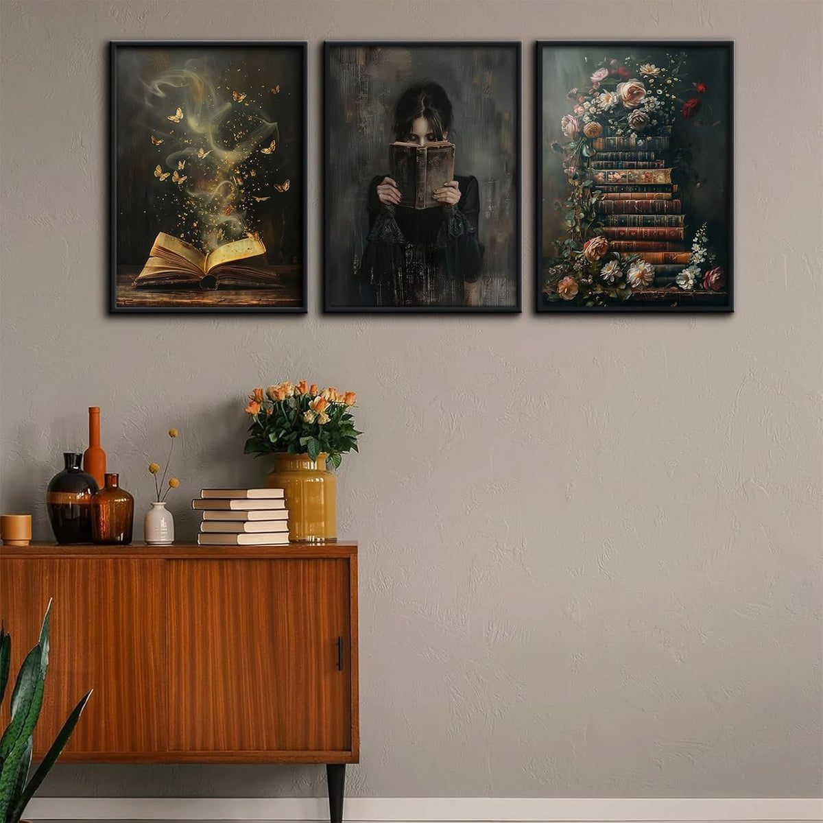 3 piezas de arte de pared de lectura para mujer, estilo victoriano,...