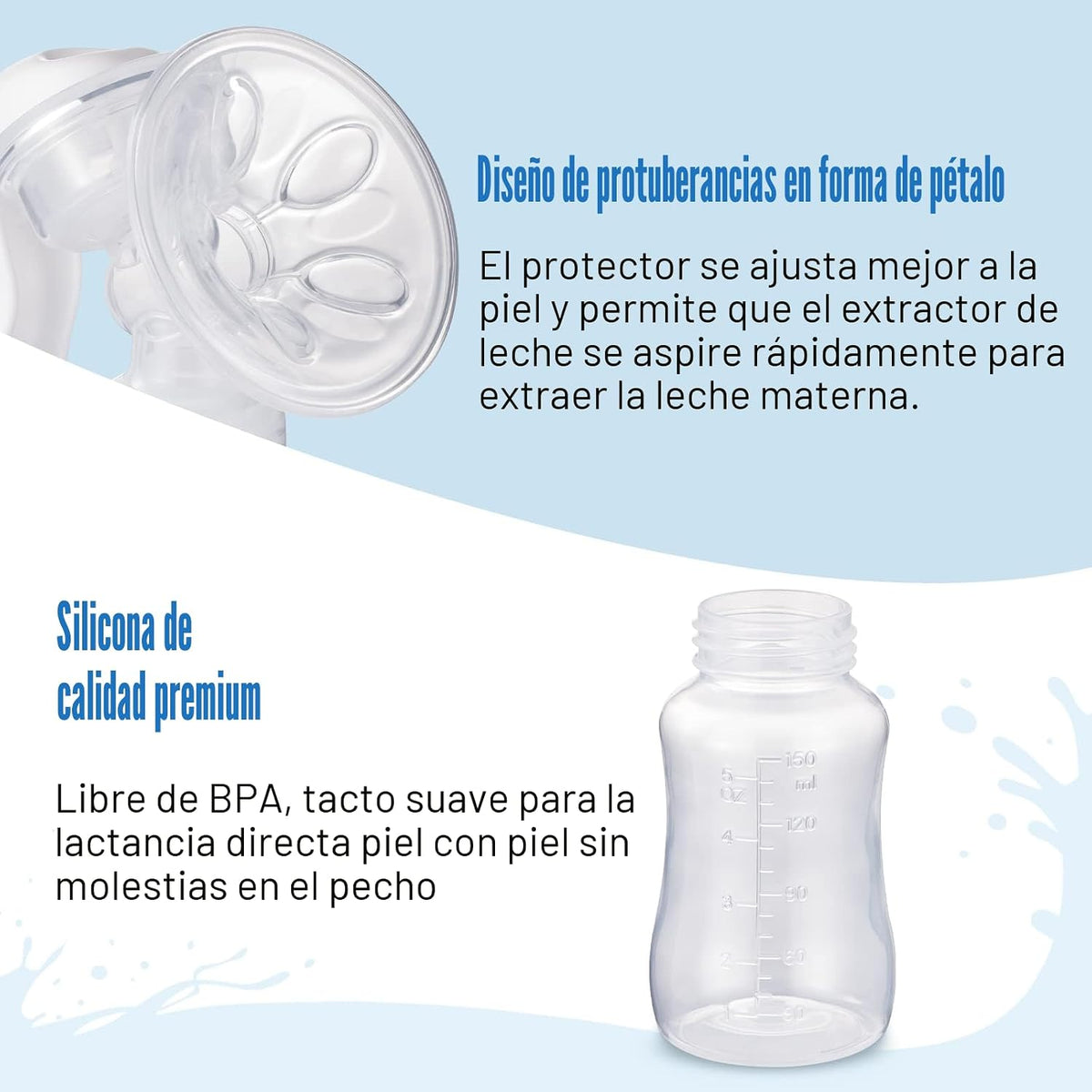 Elfzone Extractor de Leche Manual - Bomba de Mano de Succión Ajusta...