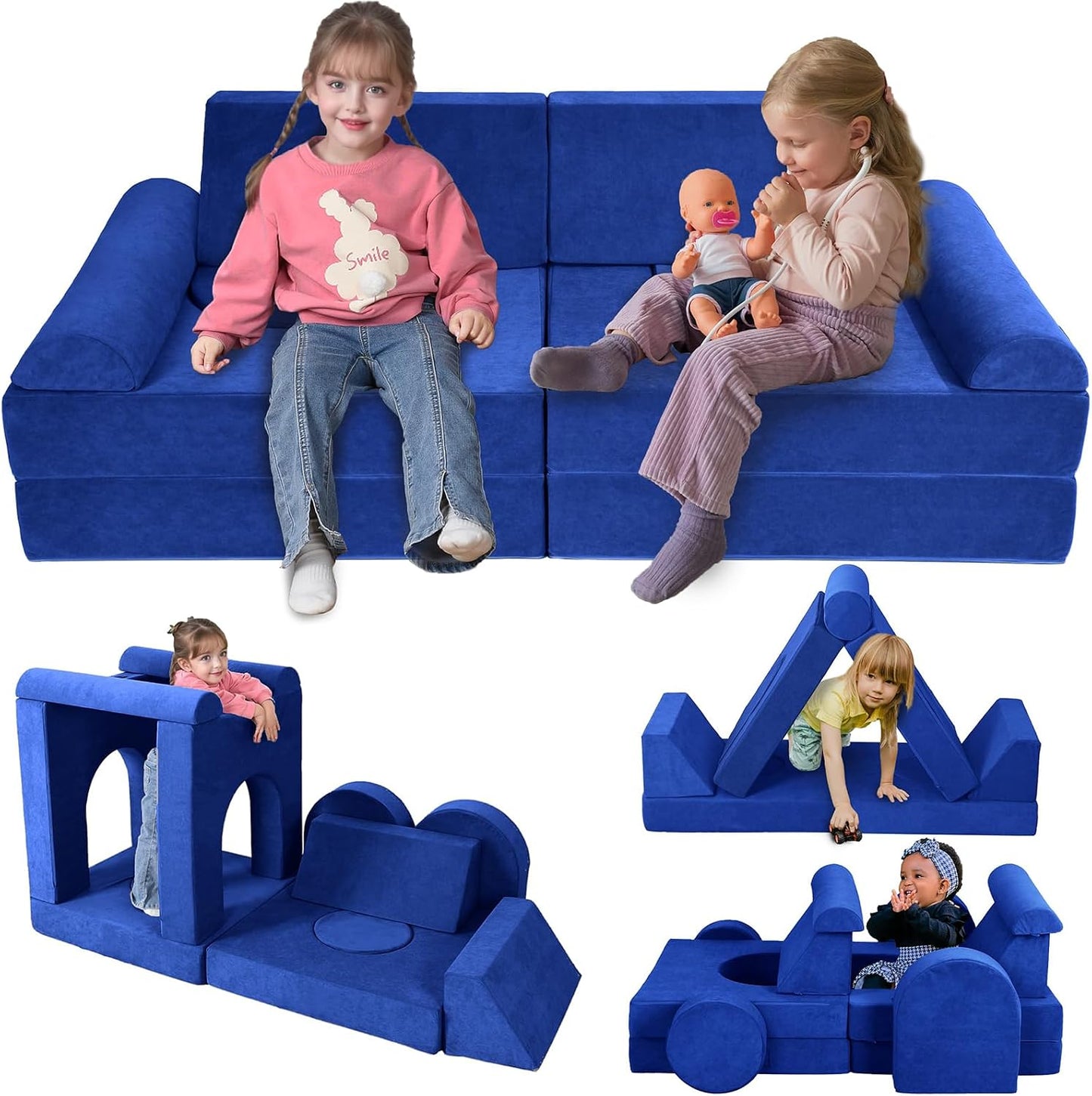 Winhomish Sofá infantil modular de 12 piezas para dormitorio, color...