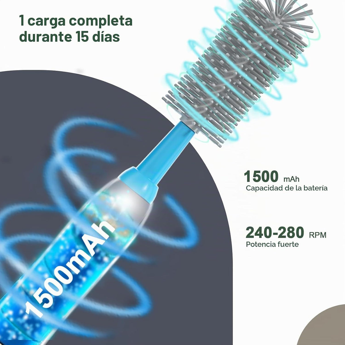Limpiador eléctrico de cepillos para biberones con mango extendido...