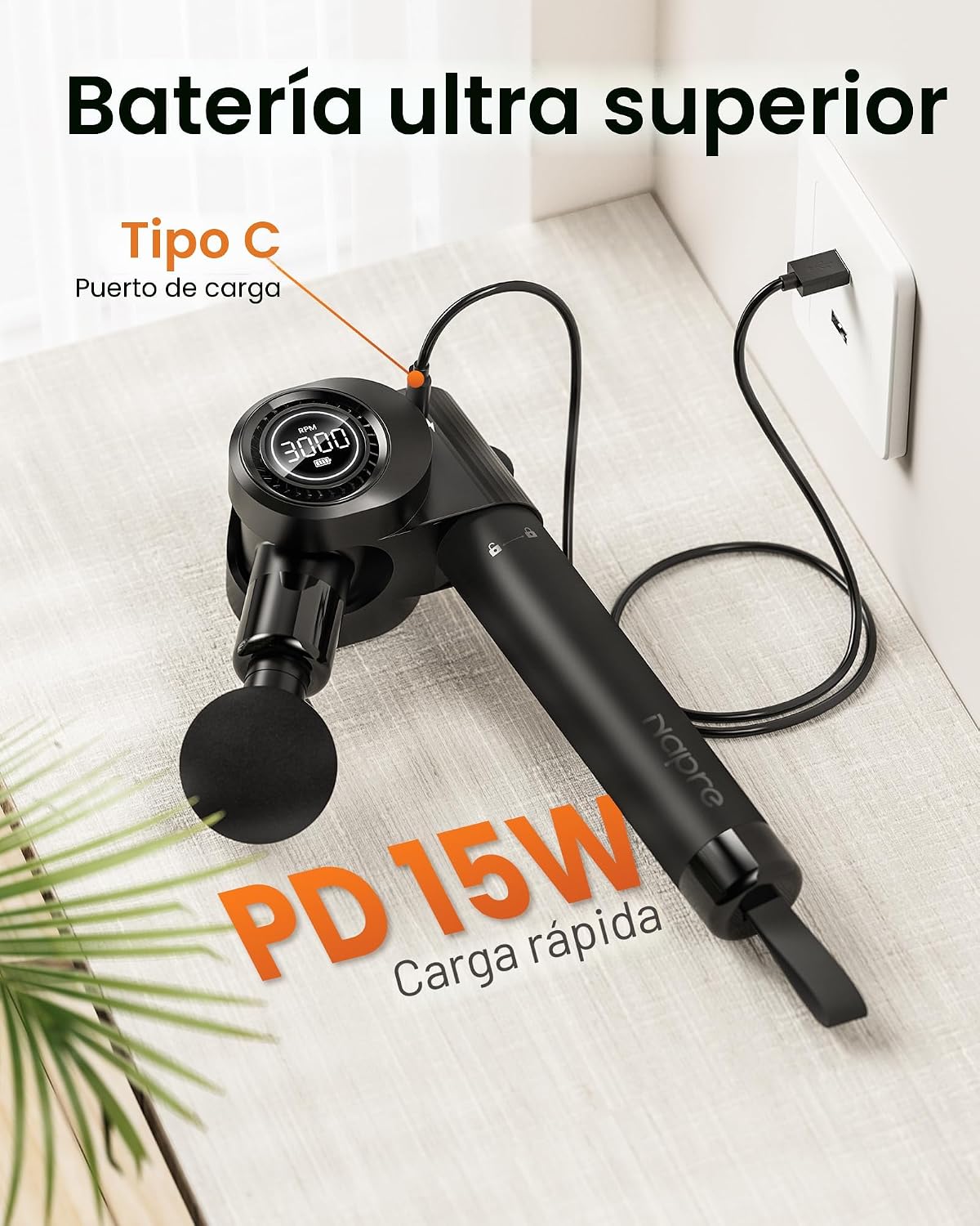 NAPRE Pistola de masaje plegable con mango de extensión y 5 ángulos...