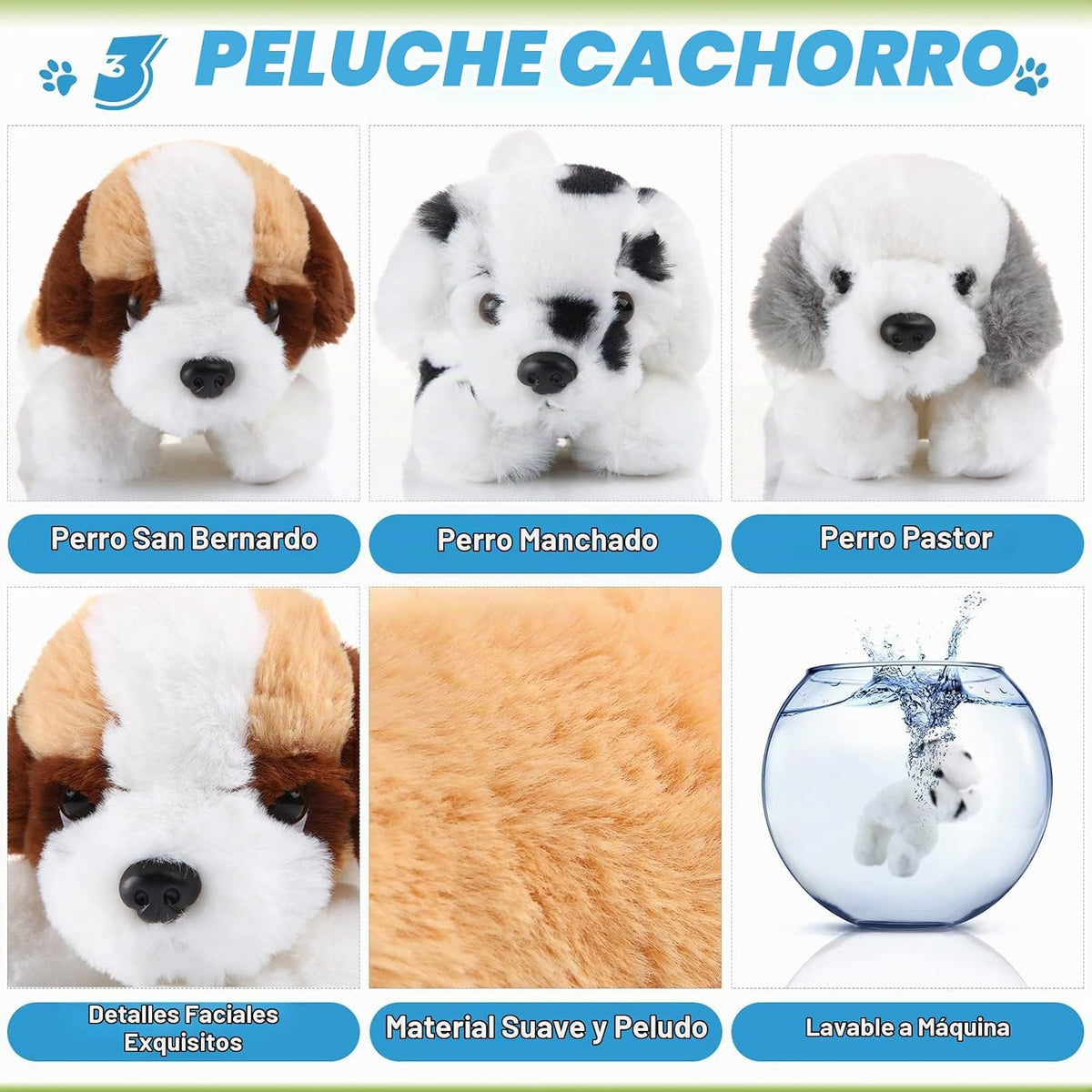 Skylety - 3 piezas de peluche para perro, San Bernardo, pastor, per...
