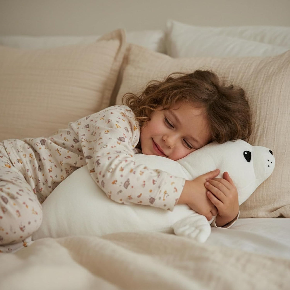 WEIGEDU - Almohada de peluche con sello de bebé, color blanco, 20 p...