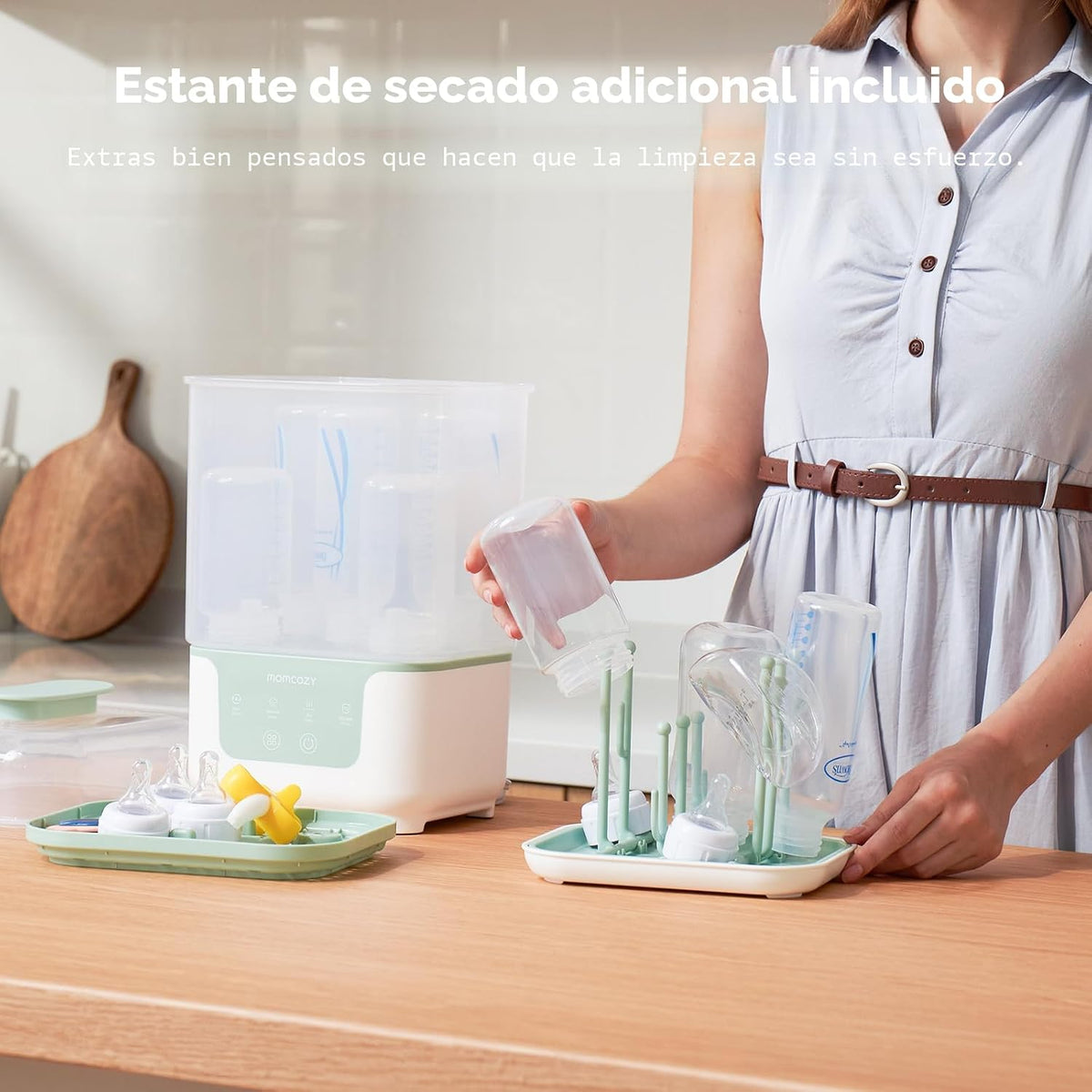 Momcozy Nuevo esterilizador y secadora de botellas compactas 4 en 1...