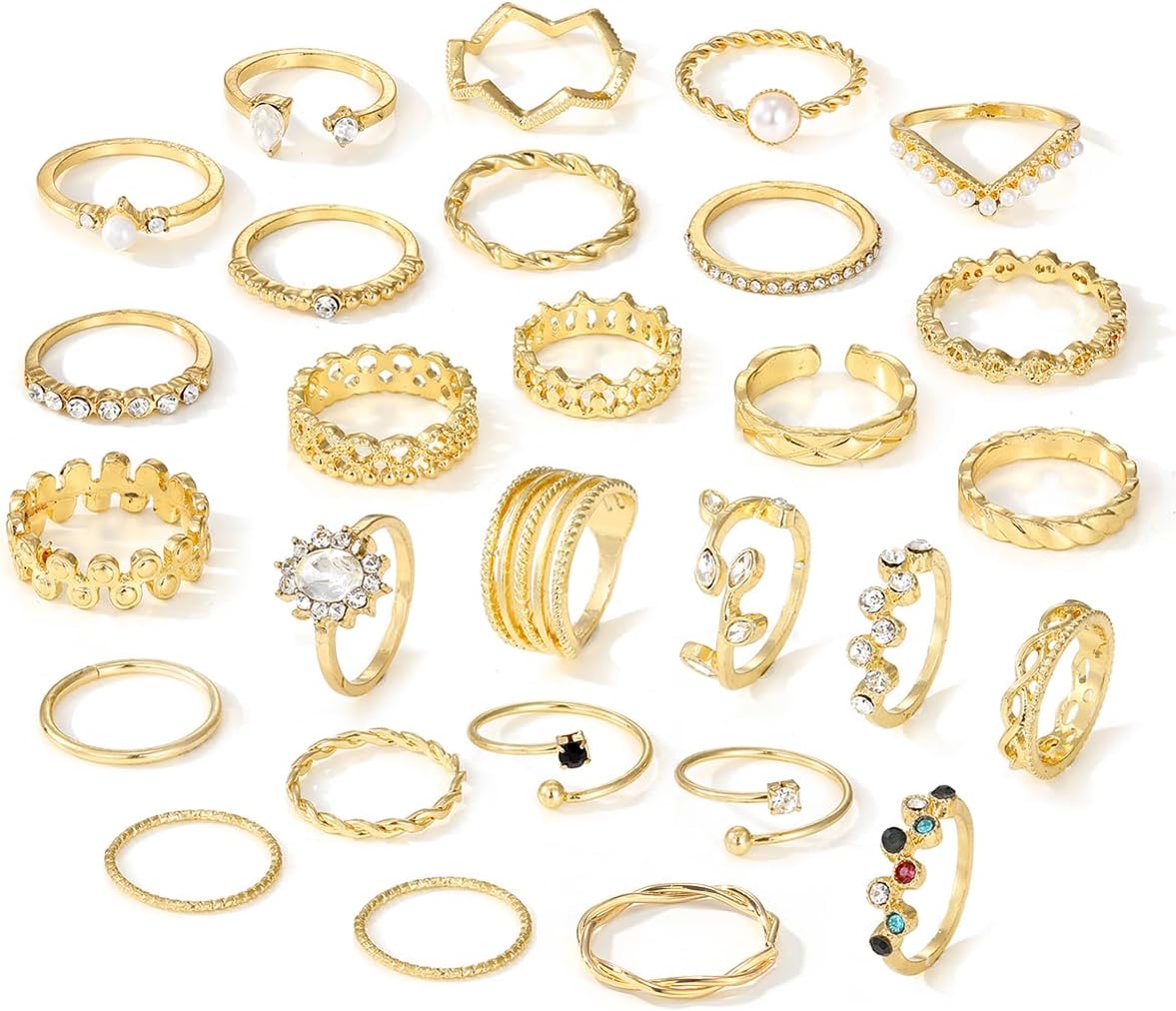 KISS WIFE Anillos apilables de oro para mujer, delicado juego de an...