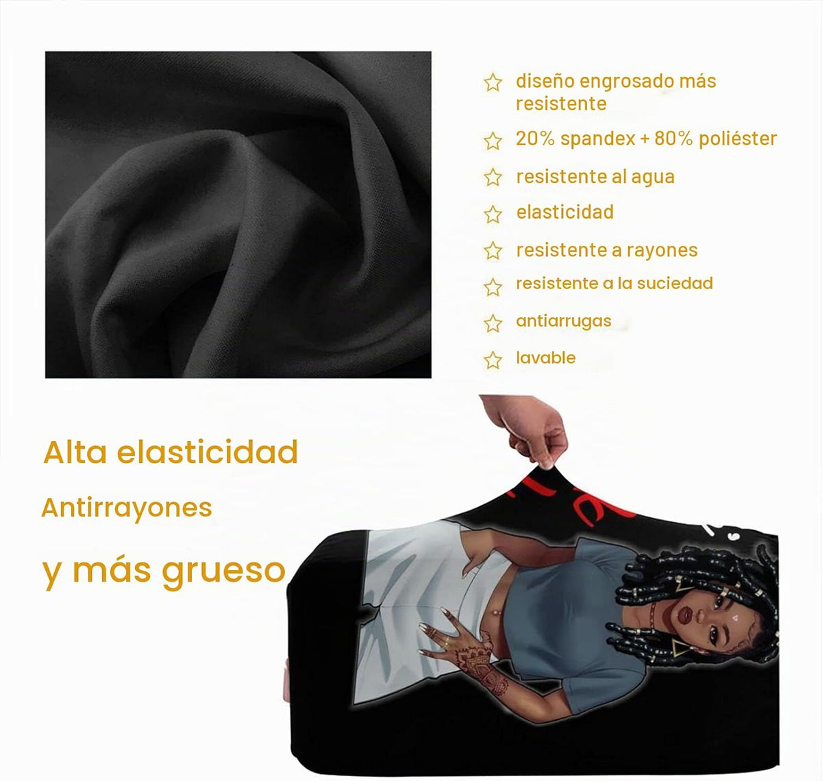 Hepmant Protector de maleta de viaje para mujer afroamericana, elás...